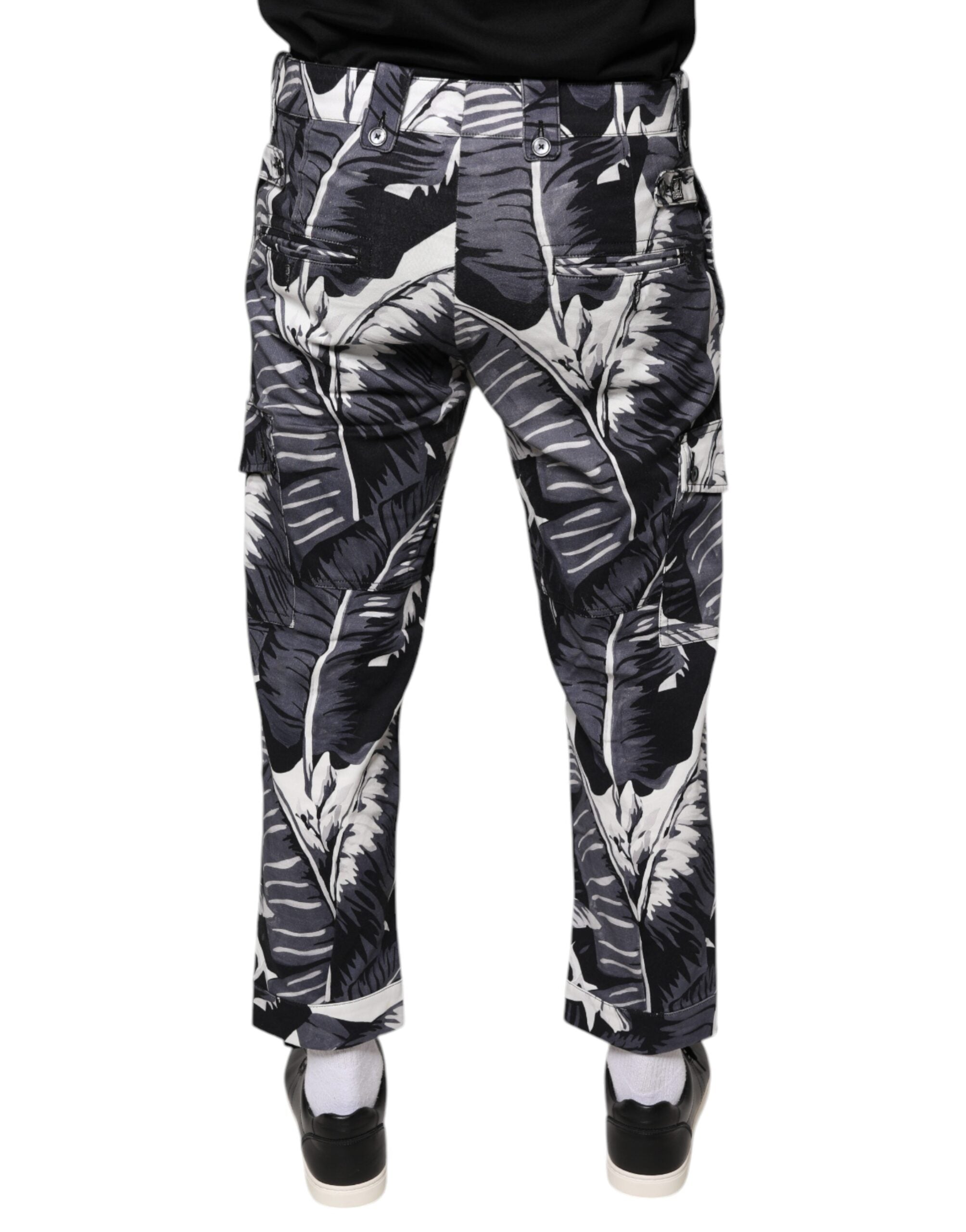 Dolce & Gabbana Gray Banana Leaf Cotton Stretch Capri Pants -   -  Dolce & Gabbana.