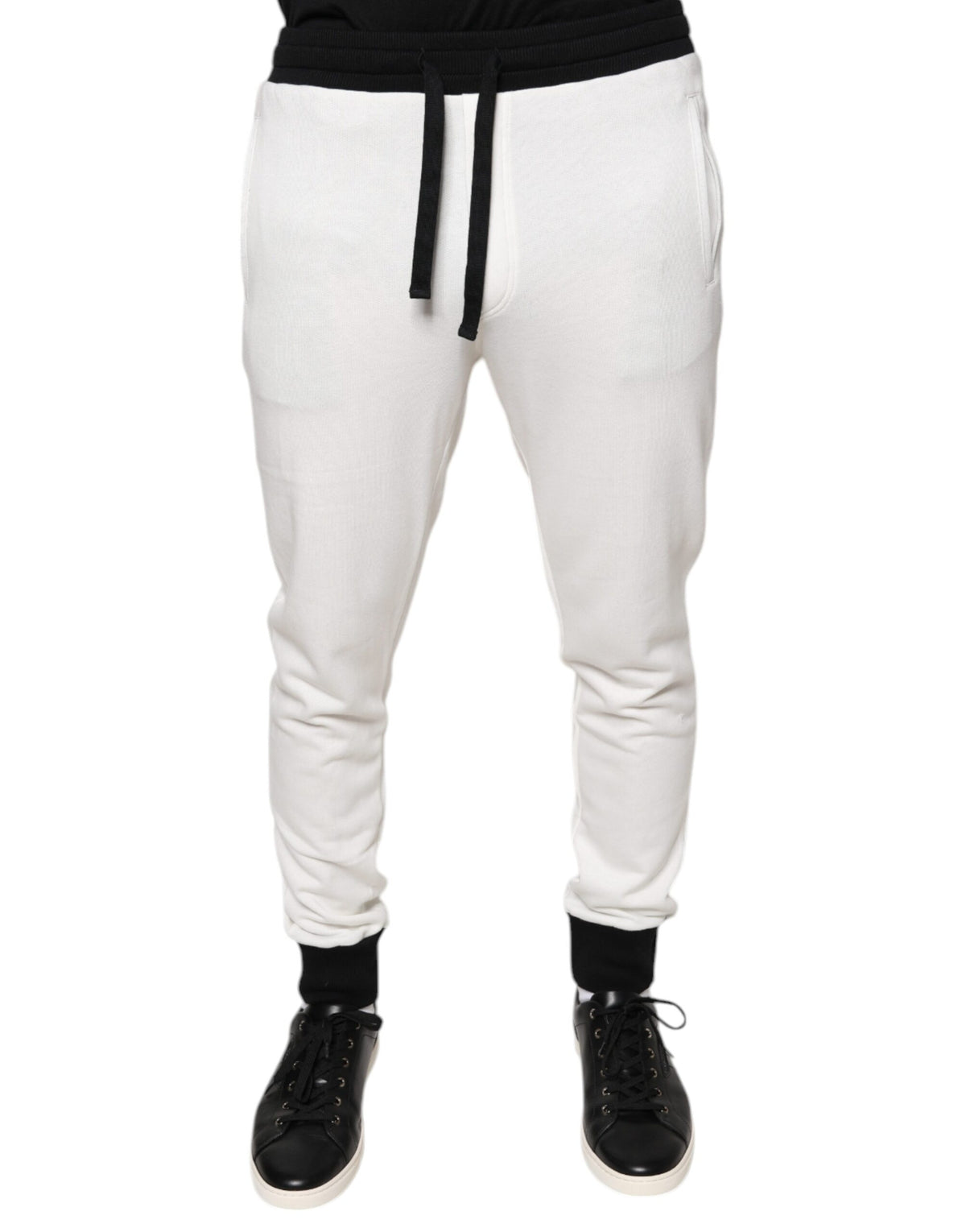 Dolce & Gabbana White Cotton Slim Men Jogger Sweatpants Pants -   -  Dolce & Gabbana.