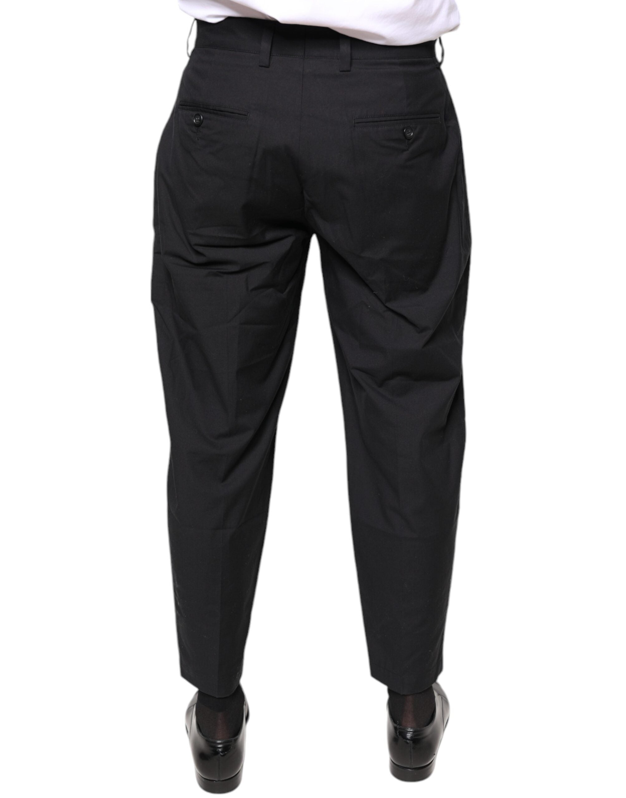 Dolce & Gabbana Black Crown Cotton Dress Pants -   -  Dolce & Gabbana.