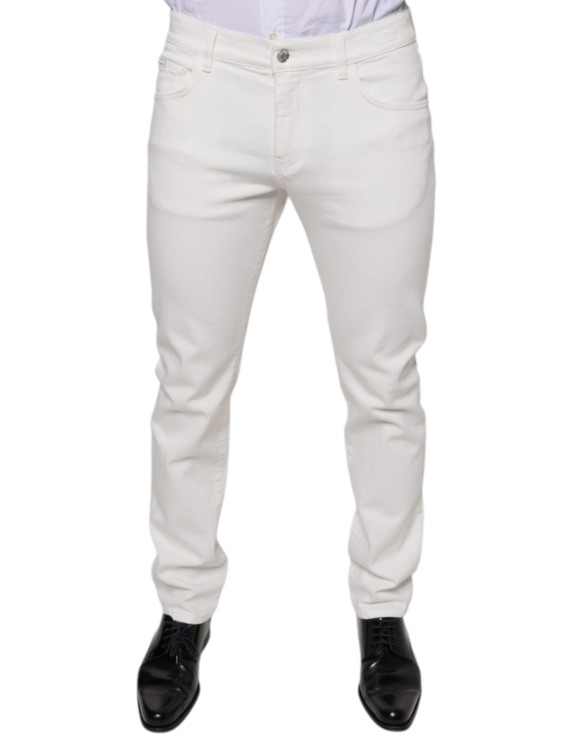 Dolce & Gabbana White Cotton Skinny Slim Men Denim Jeans -   -  Dolce & Gabbana.