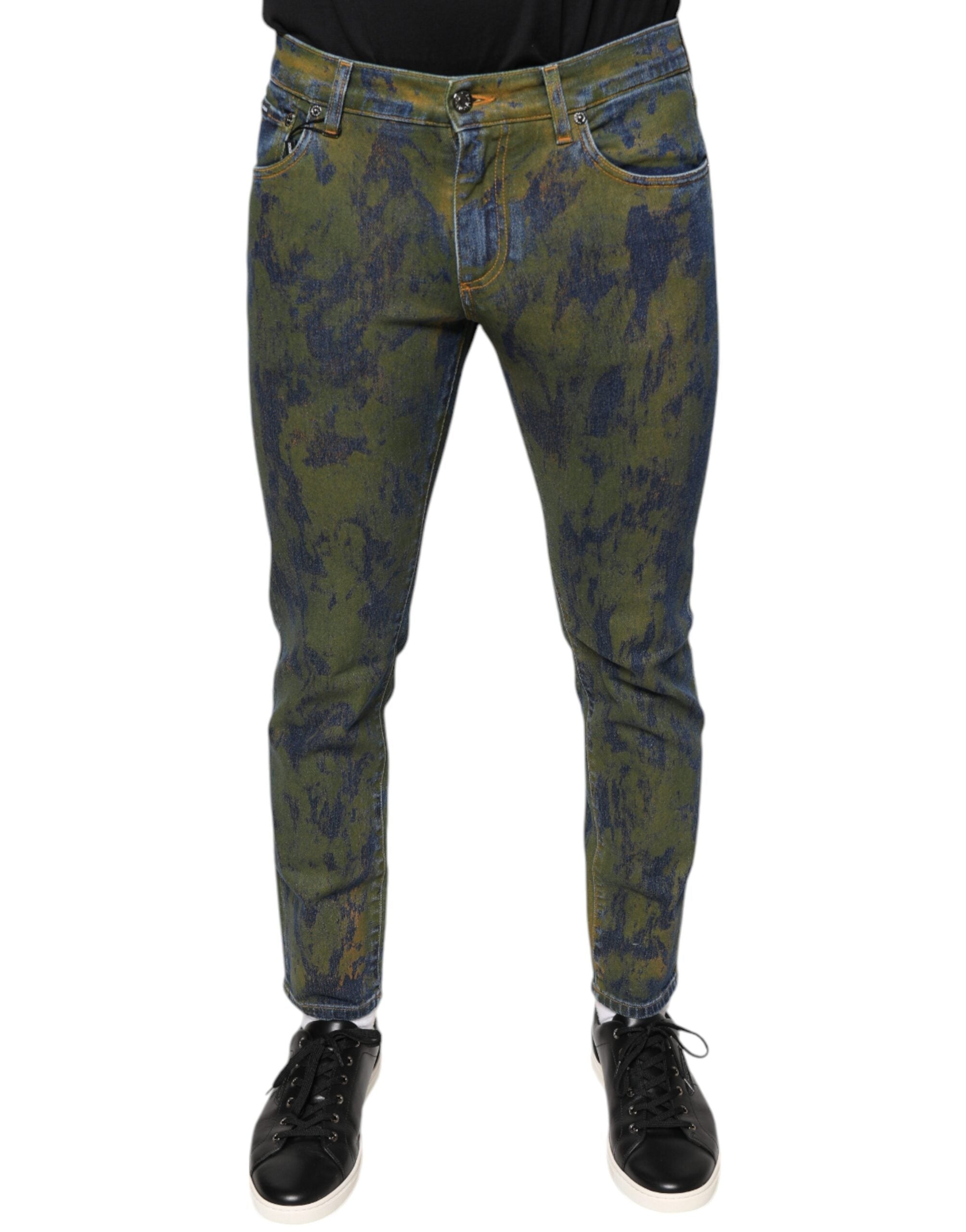 Dolce & Gabbana Blue Cotton Dye Slim Fit Men Denim Jeans -   -  Dolce & Gabbana.