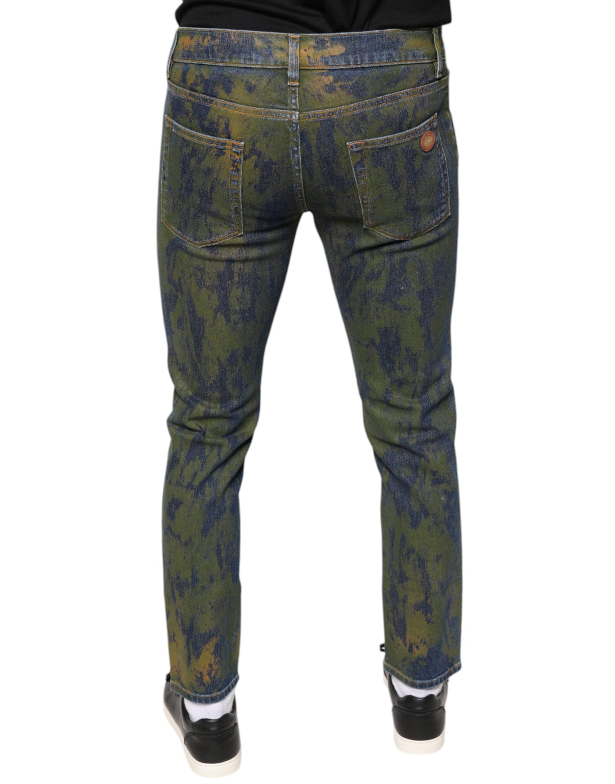 Dolce & Gabbana Blue Cotton Dye Slim Fit Men Denim Jeans -   -  Dolce & Gabbana.