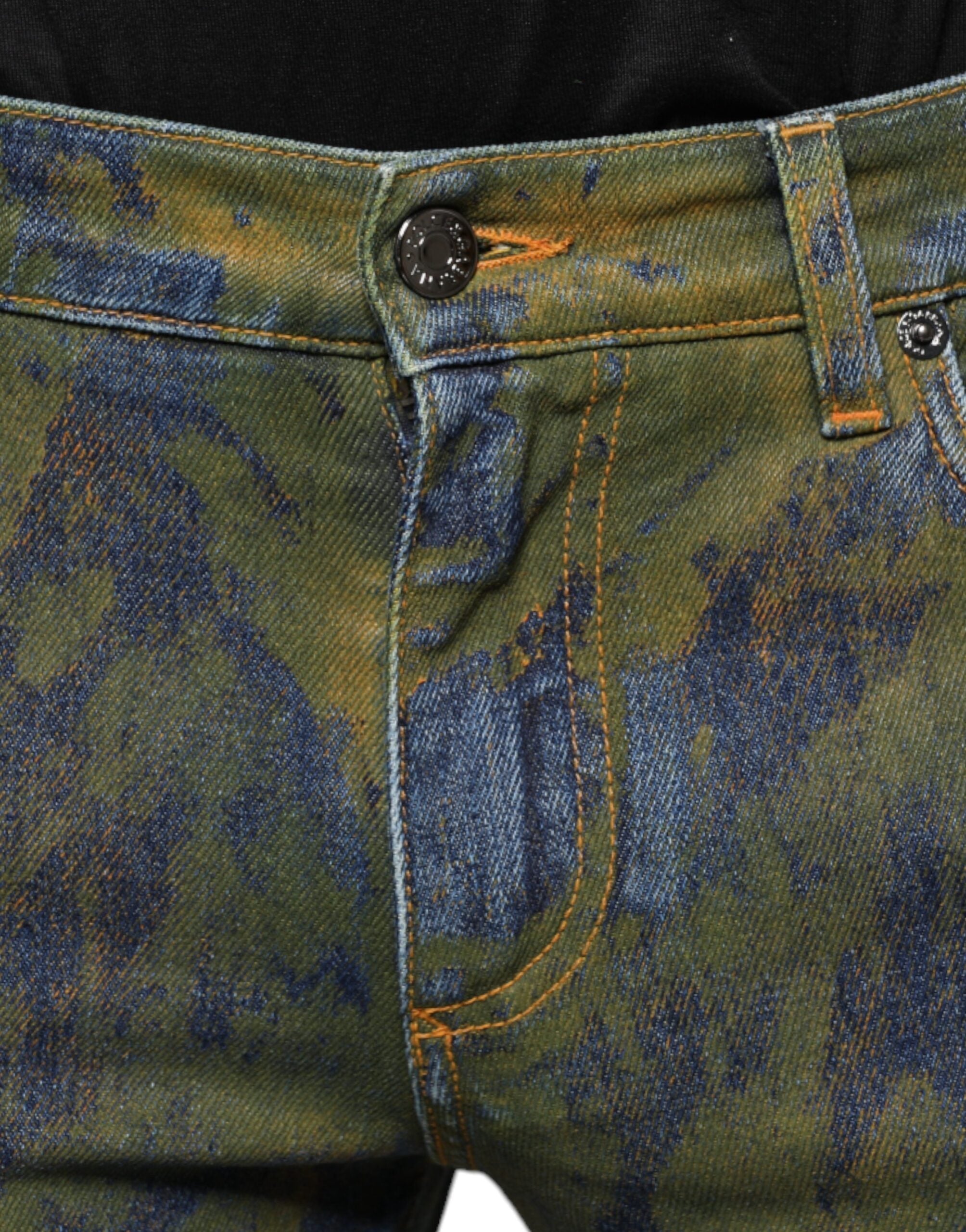 Dolce & Gabbana Blue Cotton Dye Slim Fit Men Denim Jeans -   -  Dolce & Gabbana.