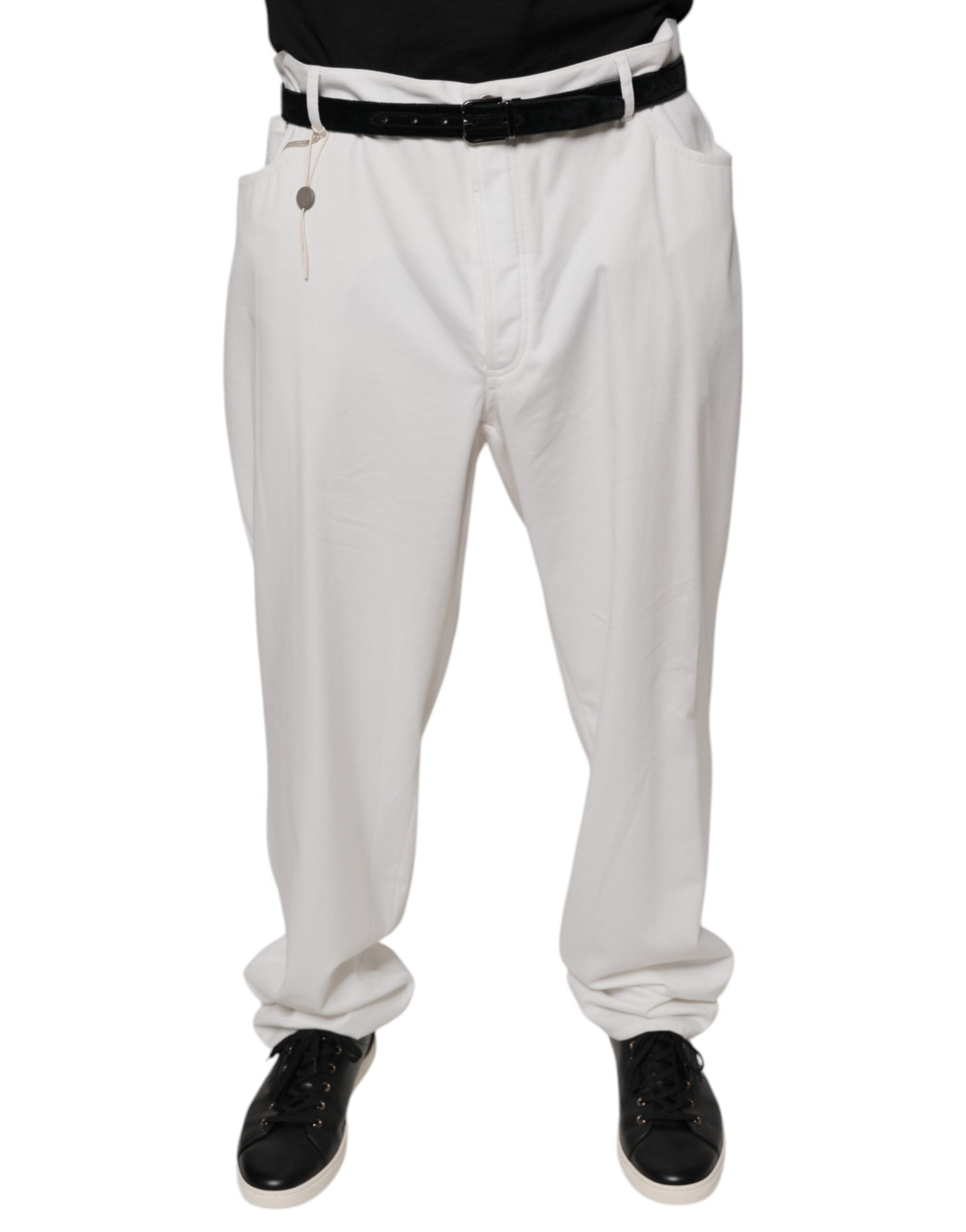 Brunello Cucinelli White Cotton Men Dress Tapered Pants -   -  Brunello Cucinelli.