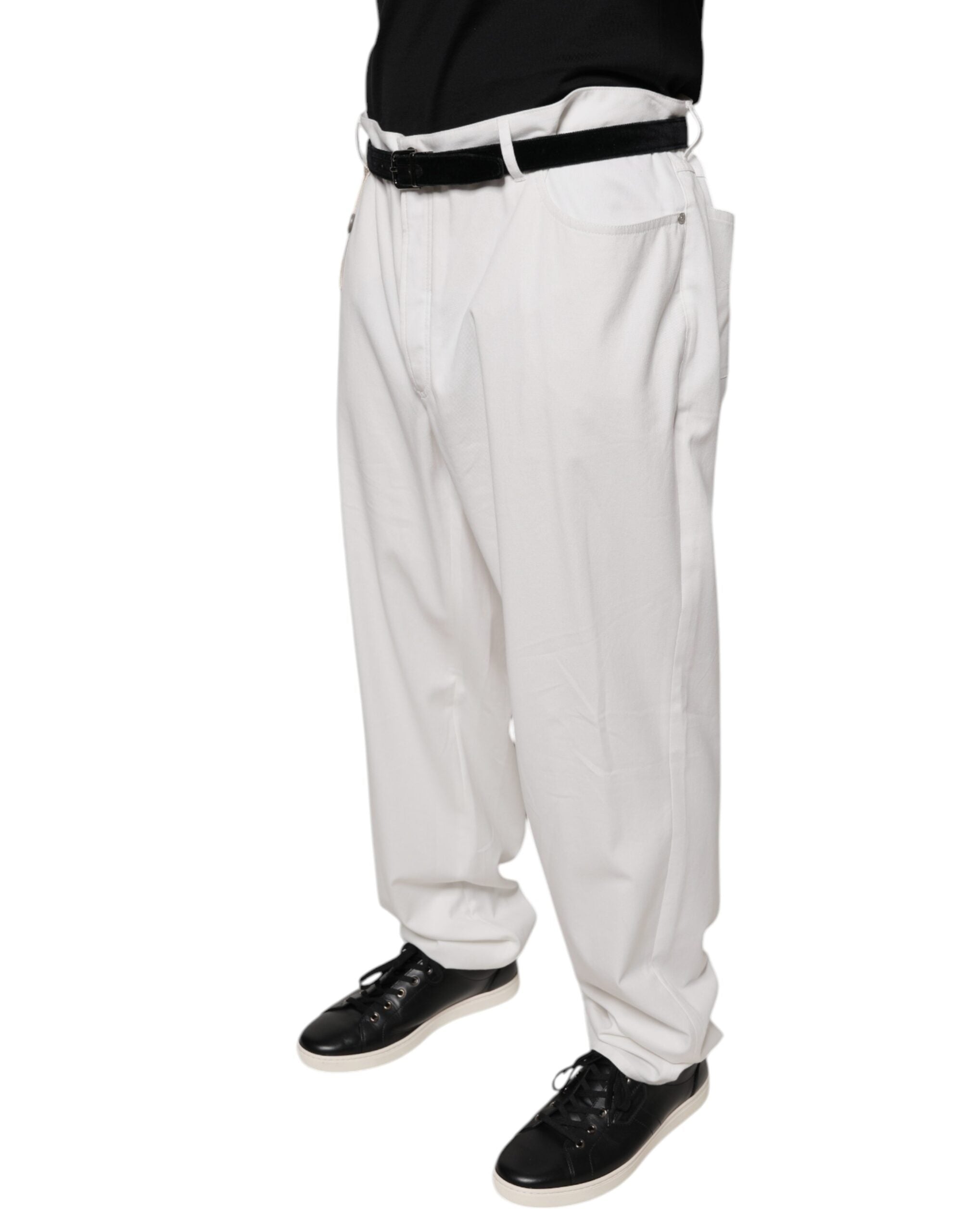 Brunello Cucinelli White Cotton Men Dress Tapered Pants -   -  Brunello Cucinelli.