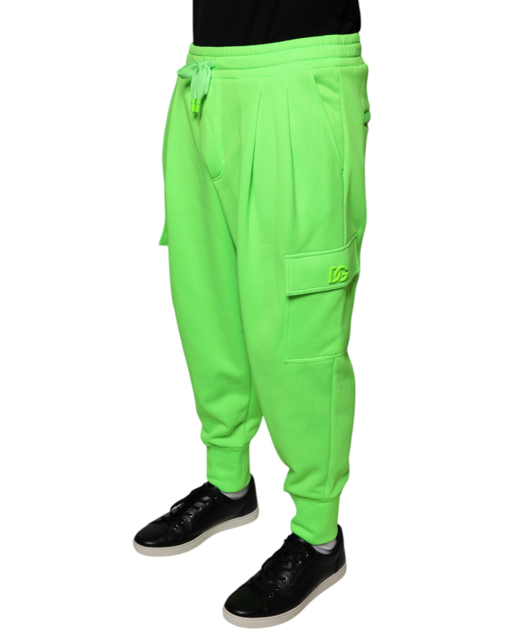 Dolce & Gabbana Neon Green Polyester Cargo Jogger Sweatpants Pants -   -  Dolce & Gabbana.