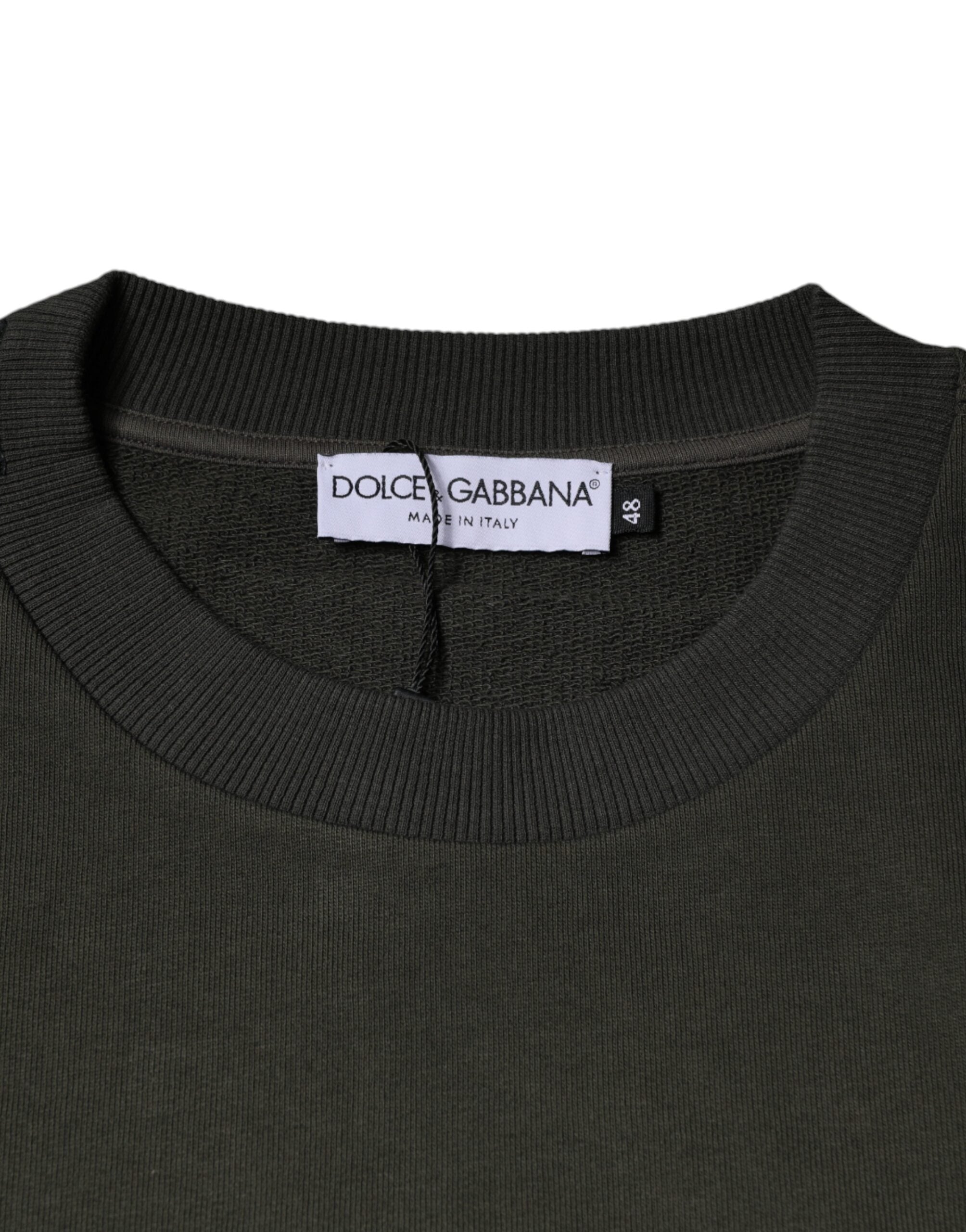Dolce & Gabbana Army Green Crown Cotton Sweatshirt Sweater -   -  Dolce & Gabbana.