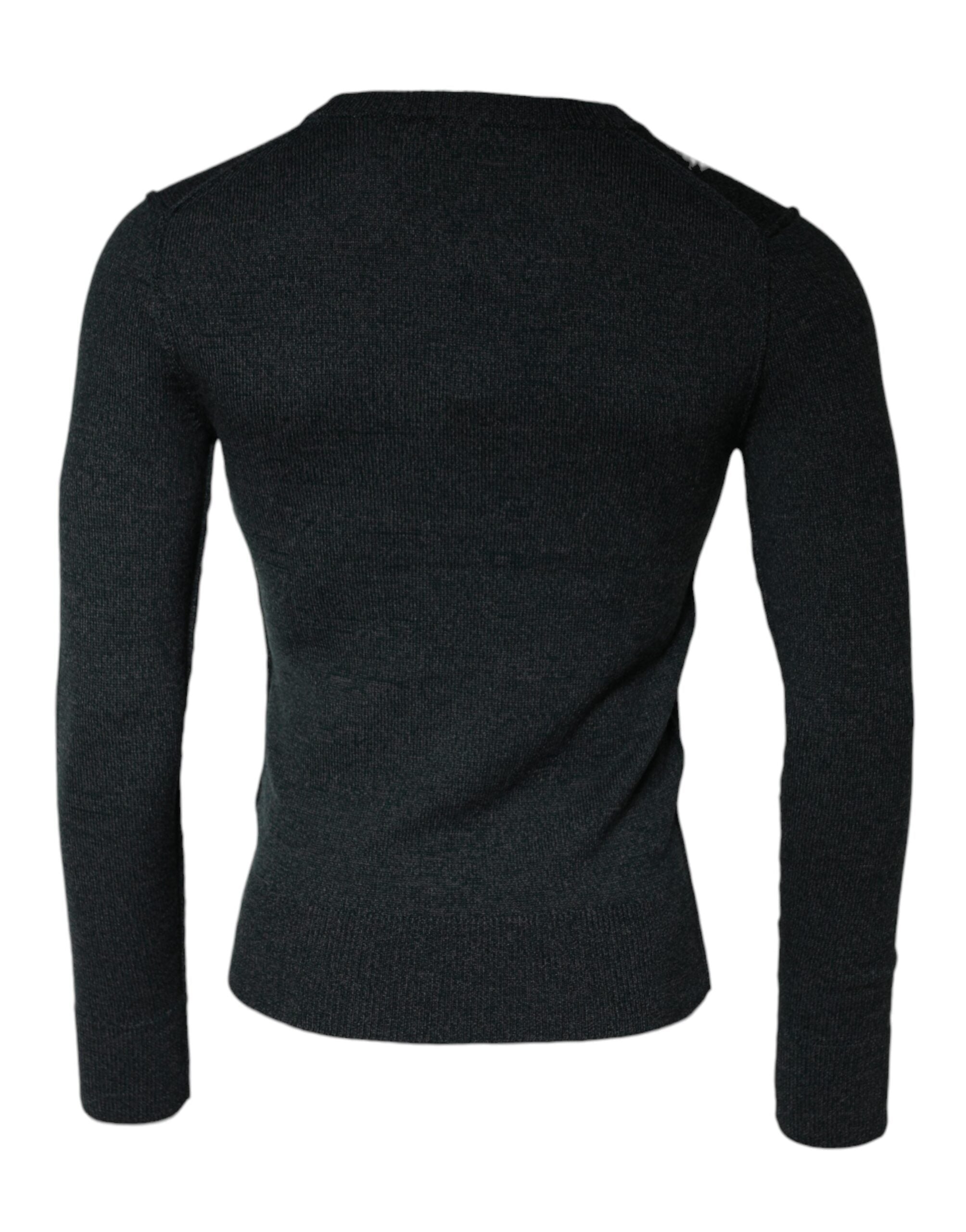 Dolce & Gabbana Gray Embellished Crew Neck Pullover Sweater -   -  Dolce & Gabbana.