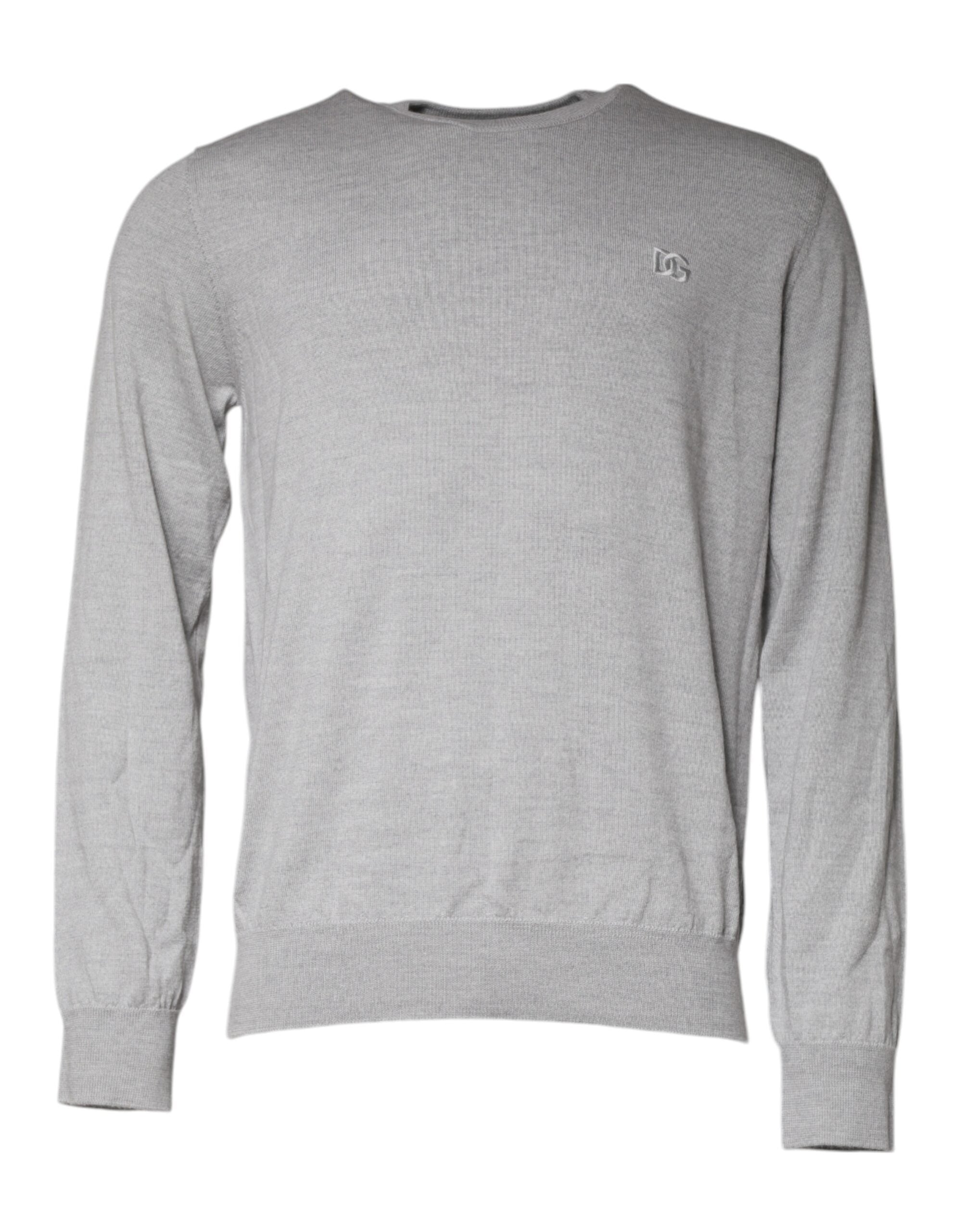 Dolce & Gabbana Light Gray Wool Crew Neck Pullover Sweater -   -  Dolce & Gabbana.