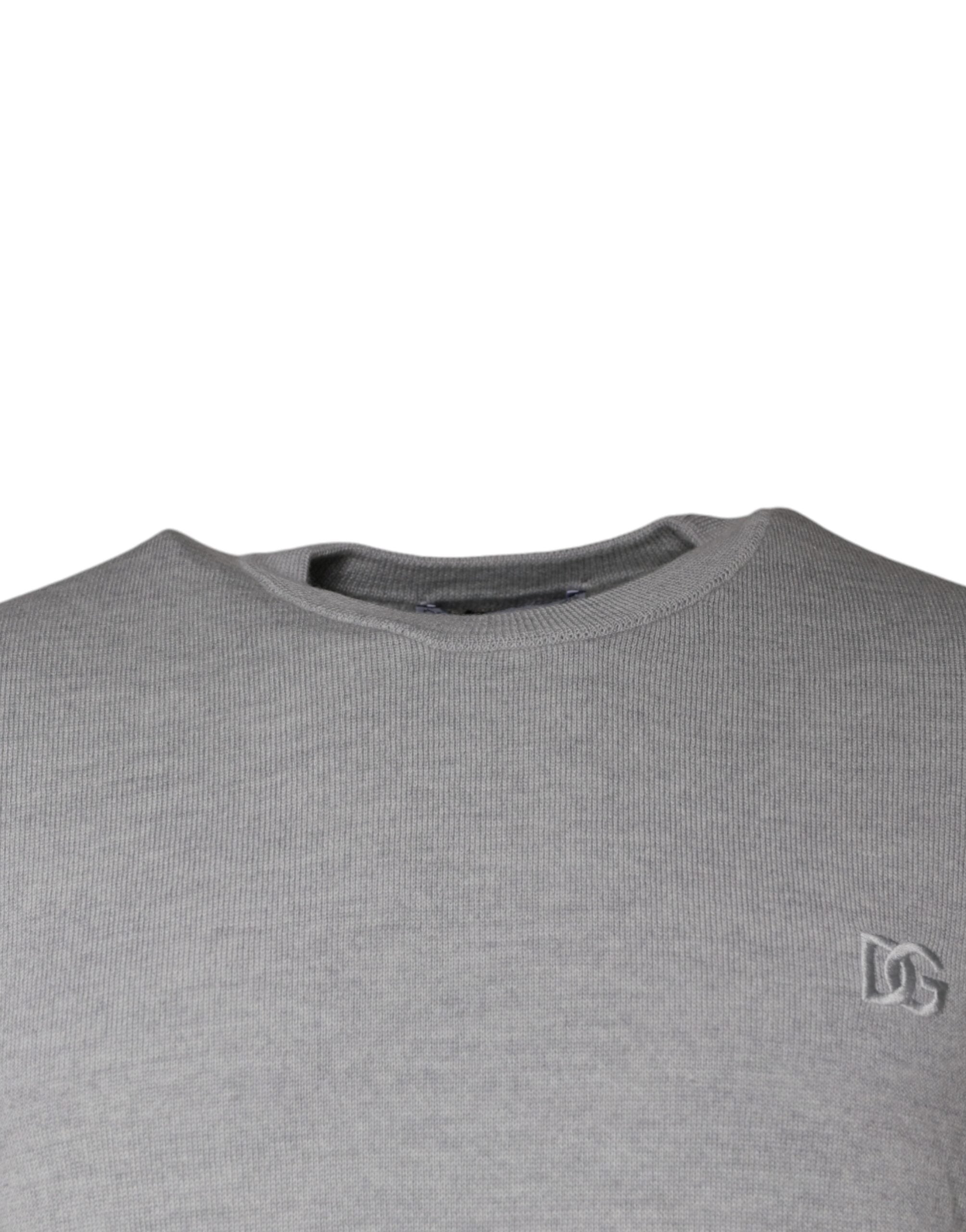 Dolce & Gabbana Light Gray Wool Crew Neck Pullover Sweater -   -  Dolce & Gabbana.
