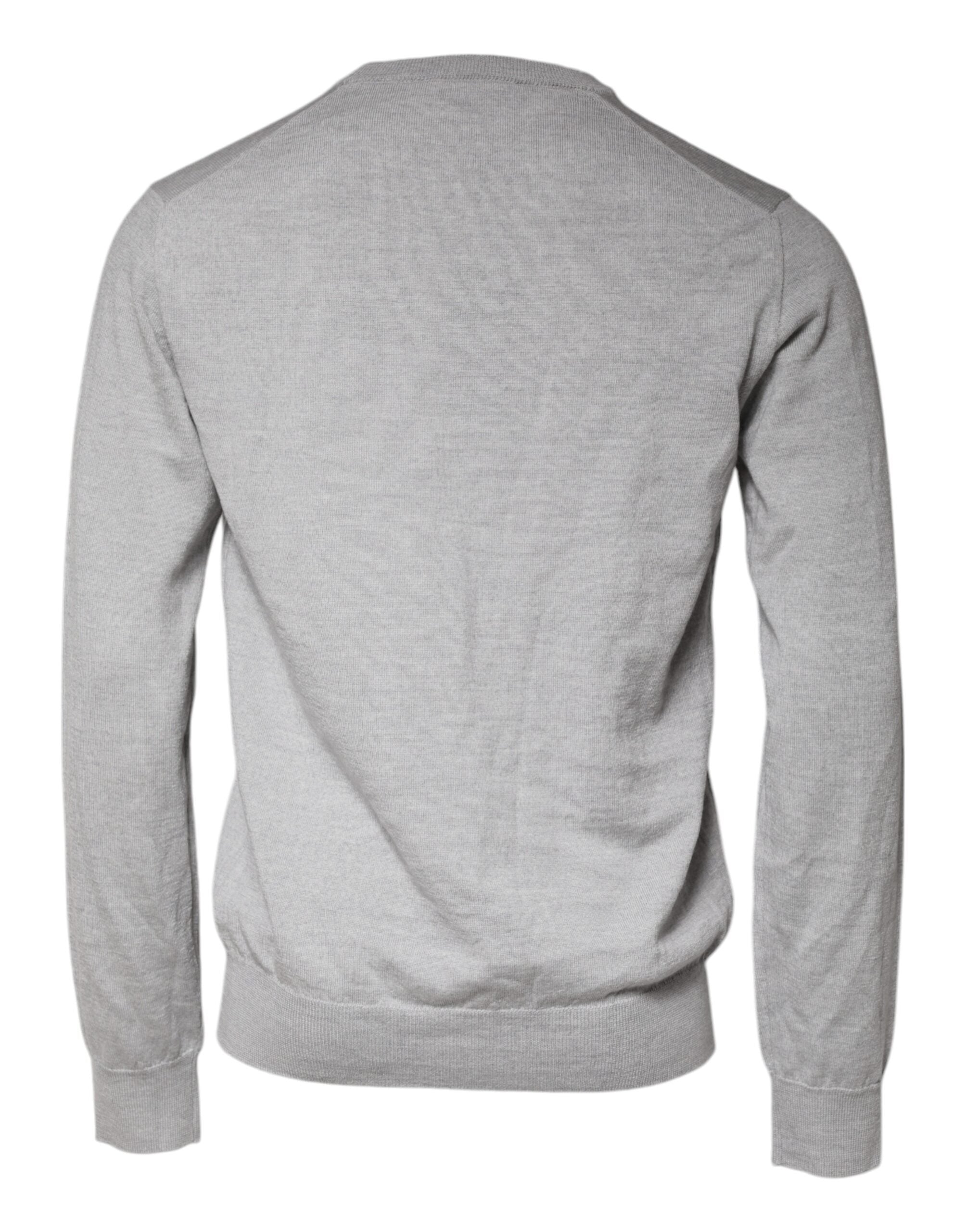Dolce & Gabbana Light Gray Wool Crew Neck Pullover Sweater -   -  Dolce & Gabbana.