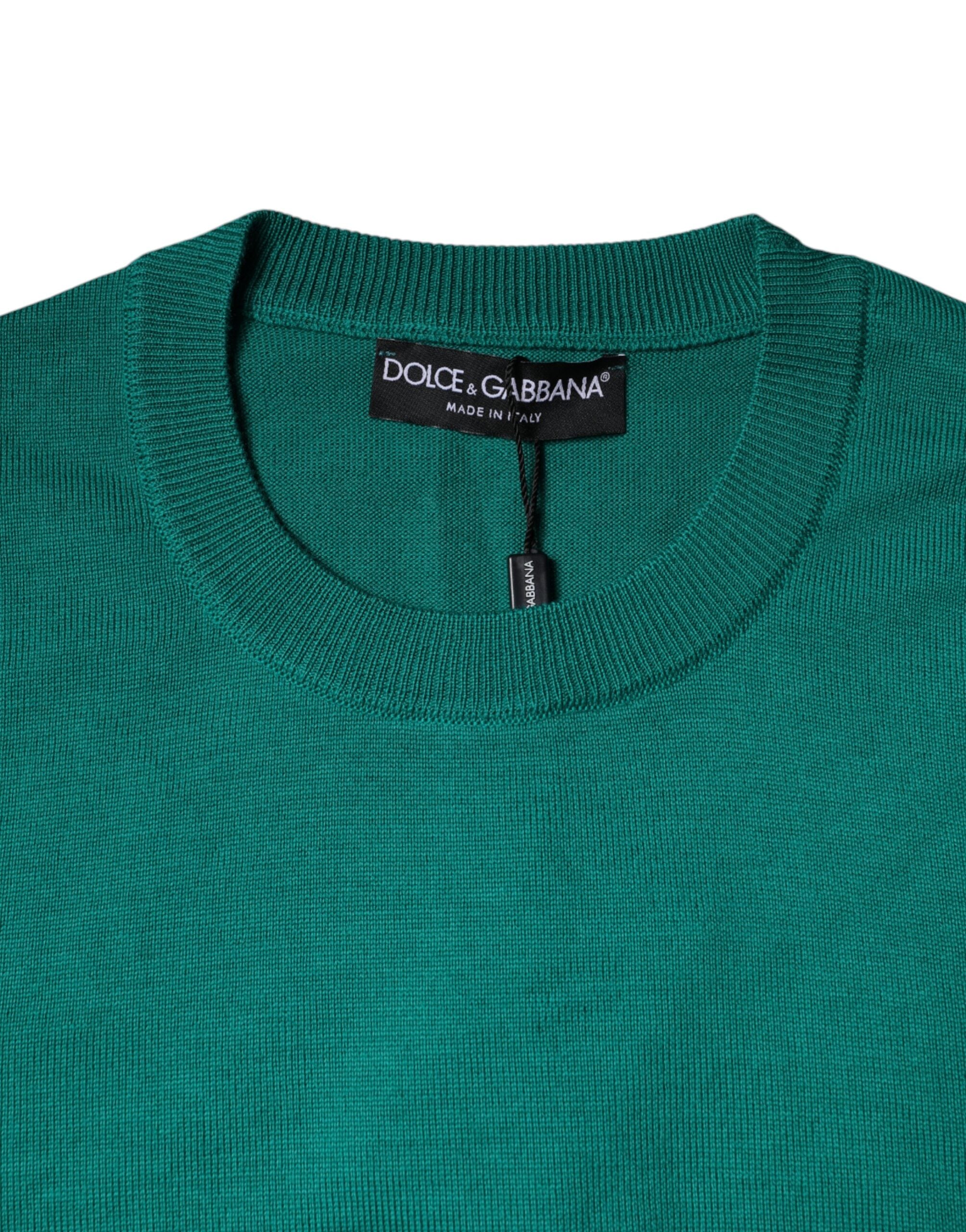 Dolce & Gabbana Green Wool Knit Crew Neck Pullover Sweater -   -  Dolce & Gabbana.