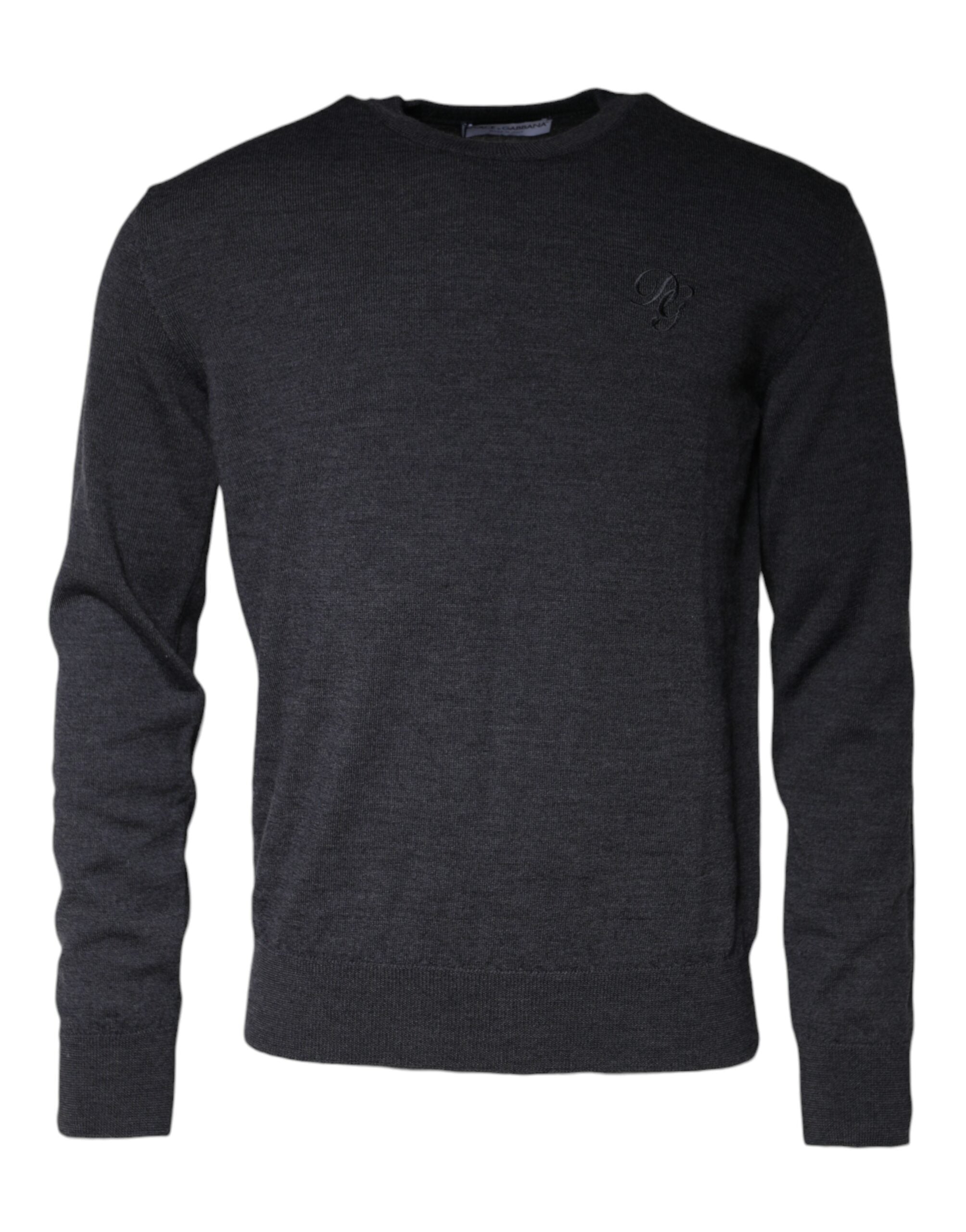 Dolce & Gabbana Dark Gray Wool Crew Neck Pullover Sweater -   -  Dolce & Gabbana.
