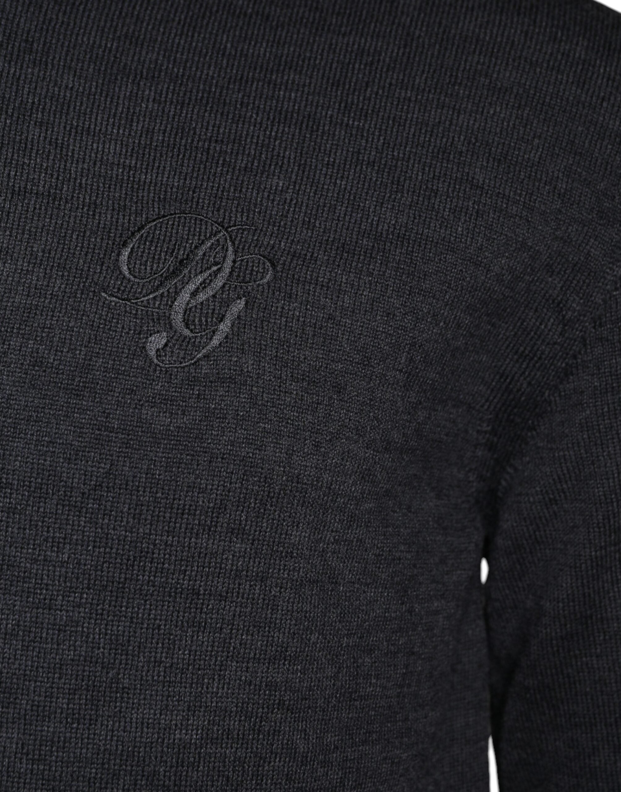 Dolce & Gabbana Dark Gray Wool Crew Neck Pullover Sweater -   -  Dolce & Gabbana.