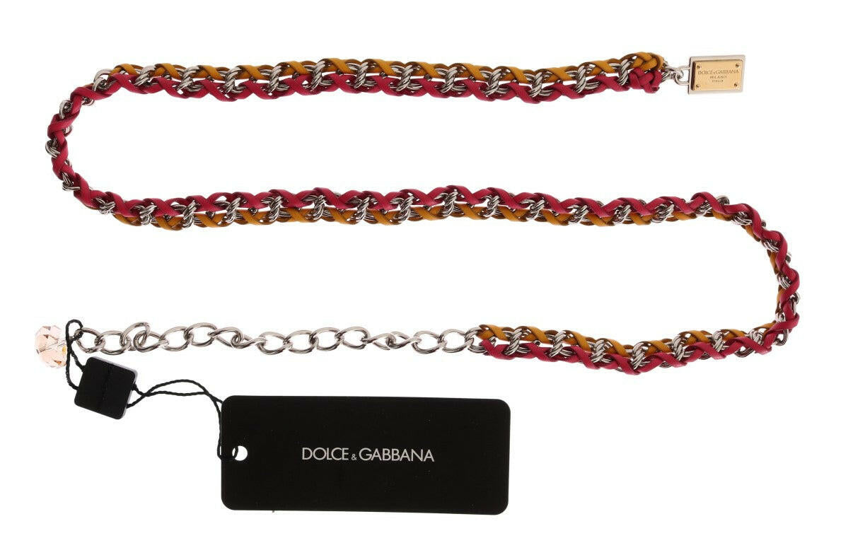 Dolce & Gabbana Red Yellow Leather Crystal Belt -   -  Dolce & Gabbana.