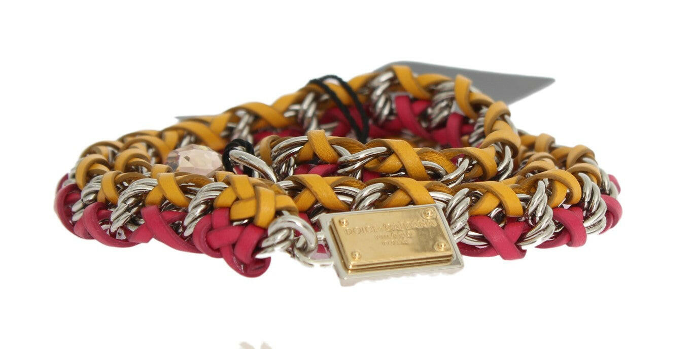 Dolce & Gabbana Red Yellow Leather Crystal Belt -   -  Dolce & Gabbana.