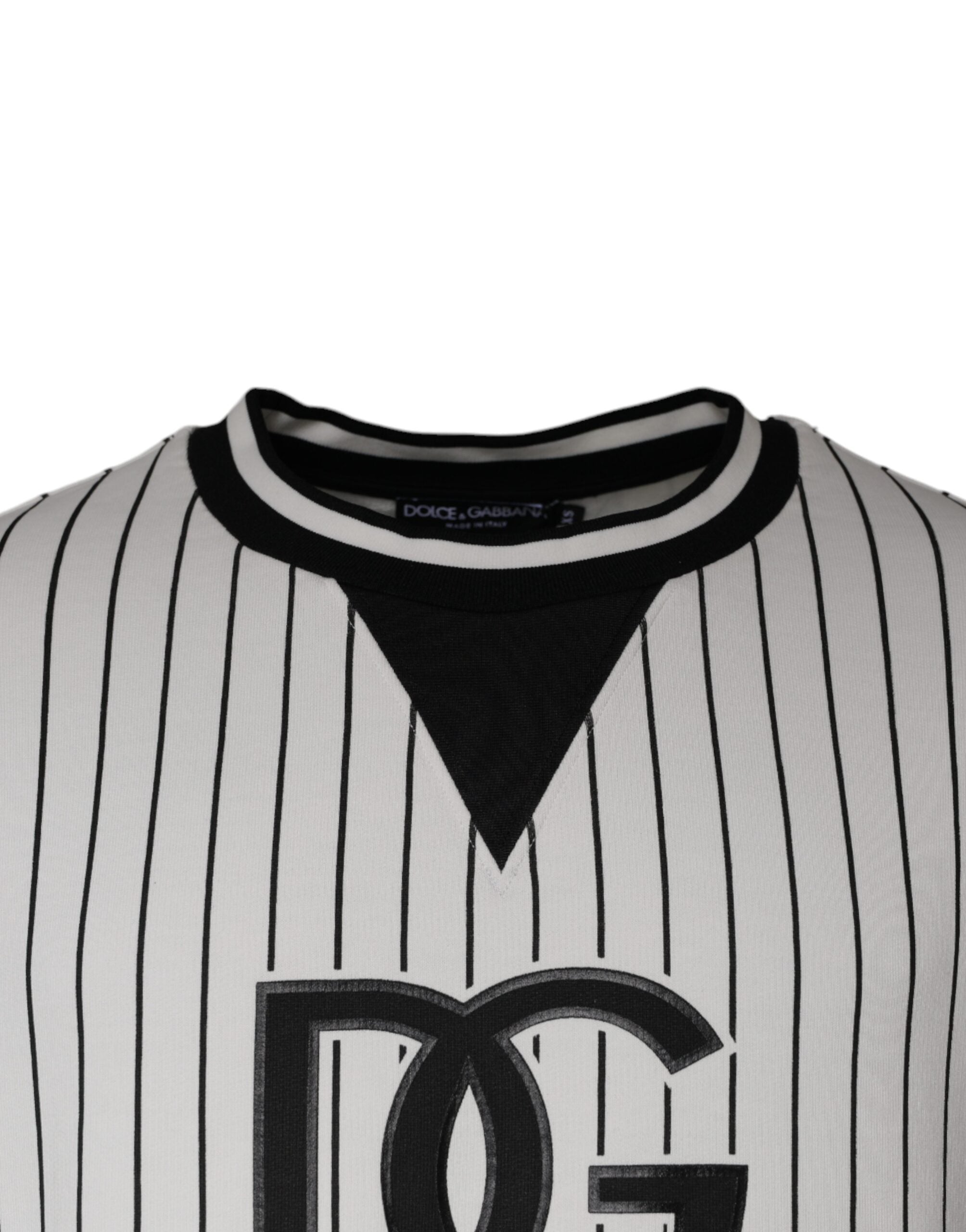 Dolce & Gabbana Black White Stripes Logo Sweatshirt Sweater -   -  Dolce & Gabbana.