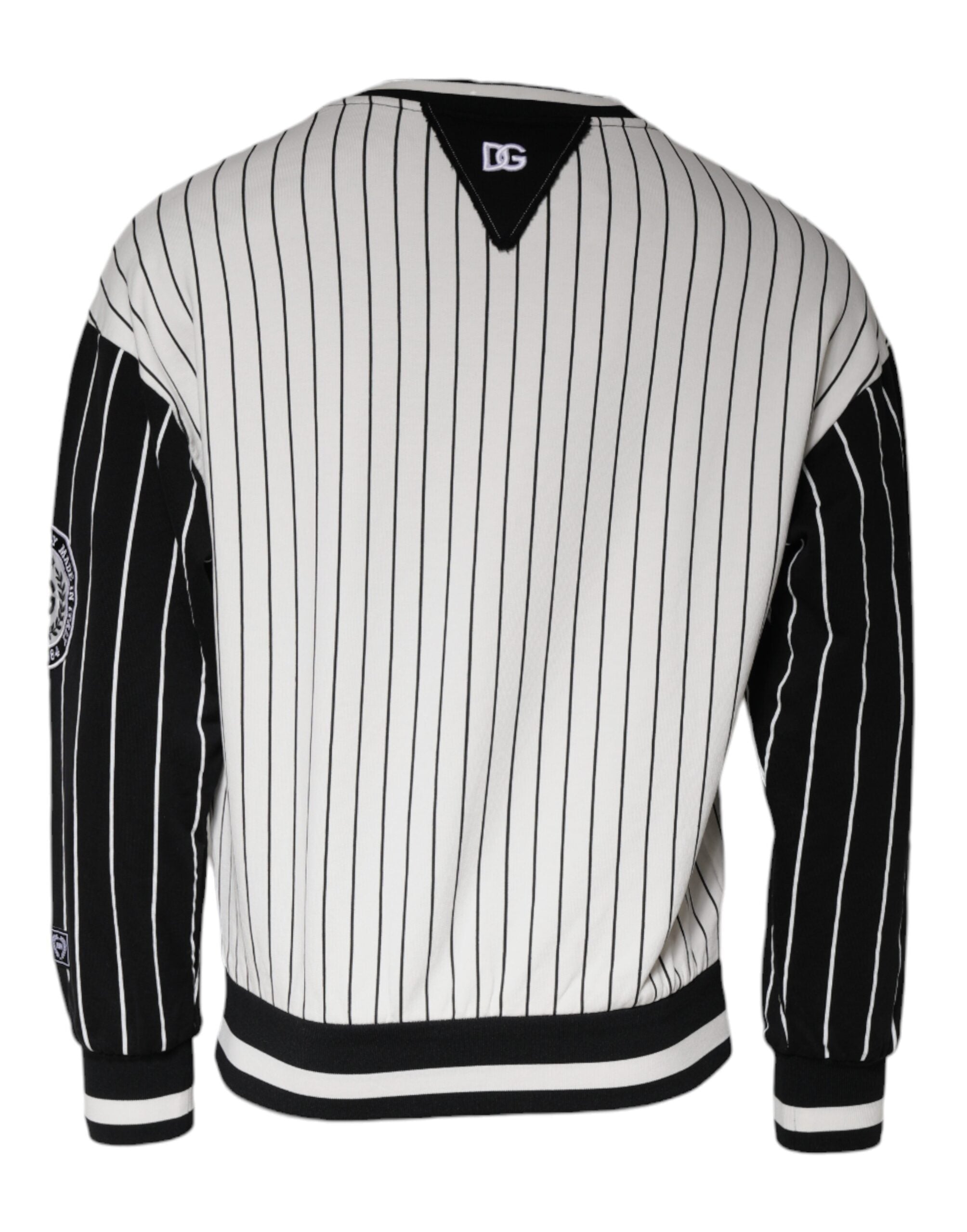 Dolce & Gabbana Black White Stripes Logo Sweatshirt Sweater -   -  Dolce & Gabbana.