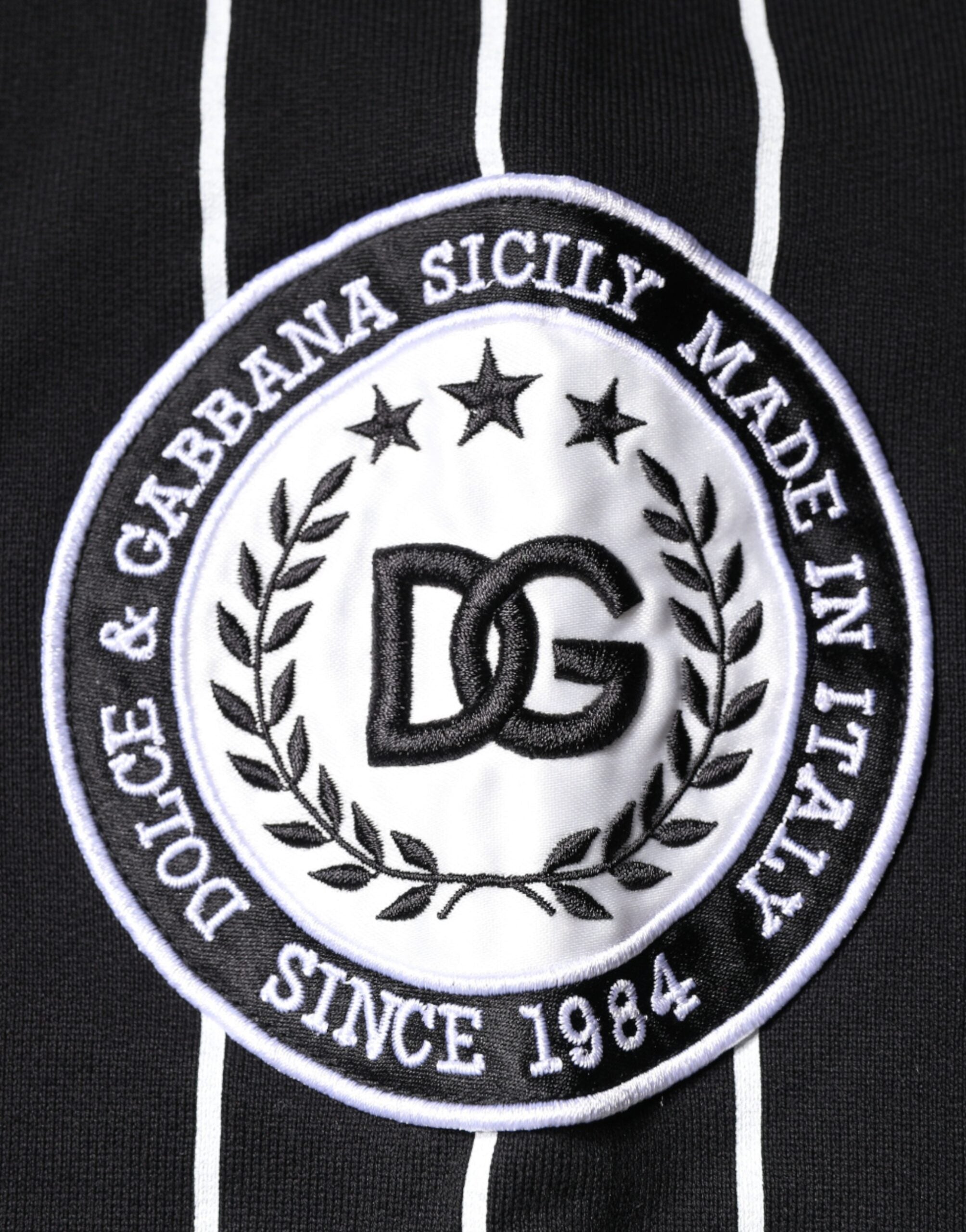 Dolce & Gabbana Black White Stripes Logo Sweatshirt Sweater -   -  Dolce & Gabbana.