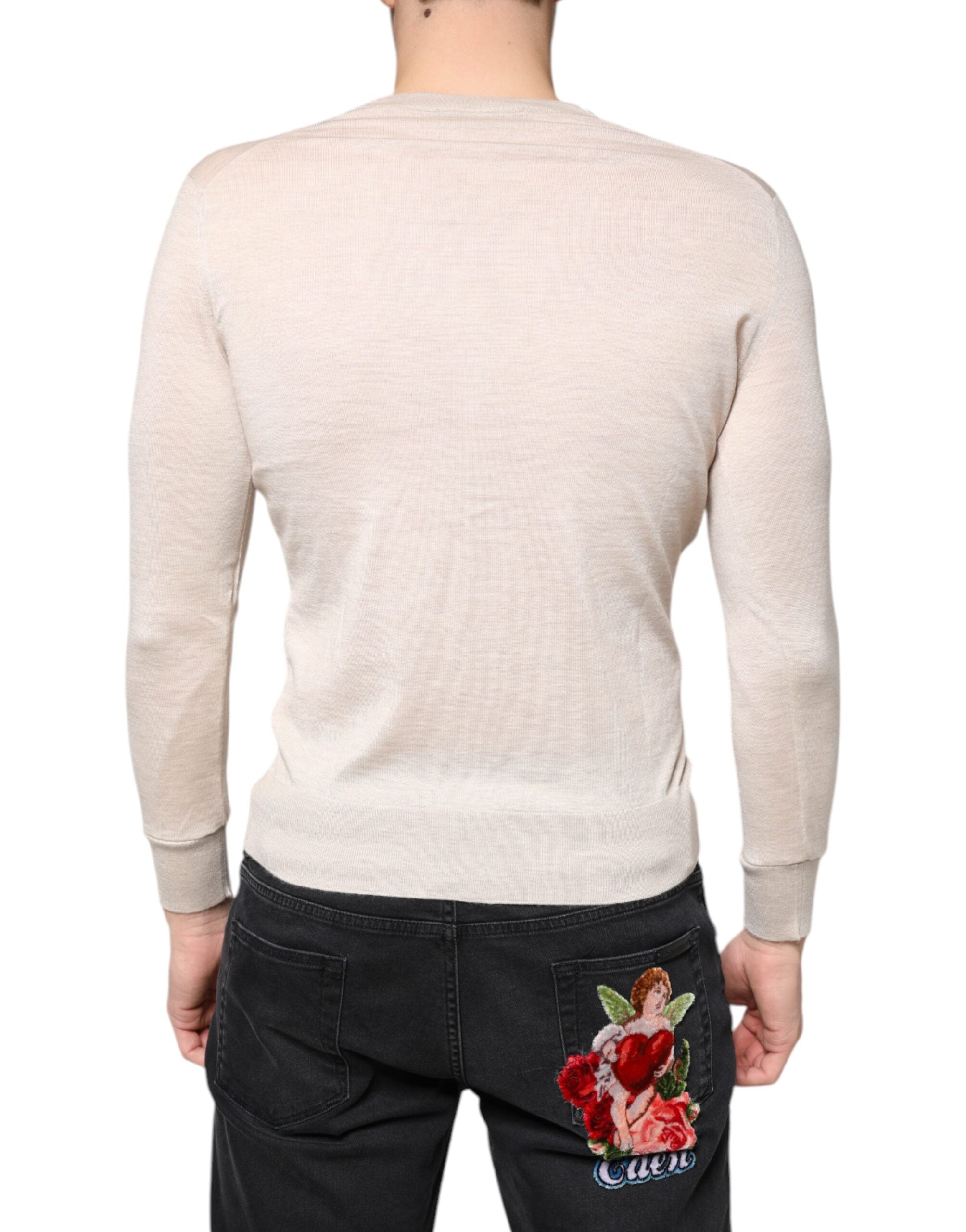 Dolce & Gabbana Beige Cashmere Button Down Cardigan Sweater -   -  Dolce & Gabbana.