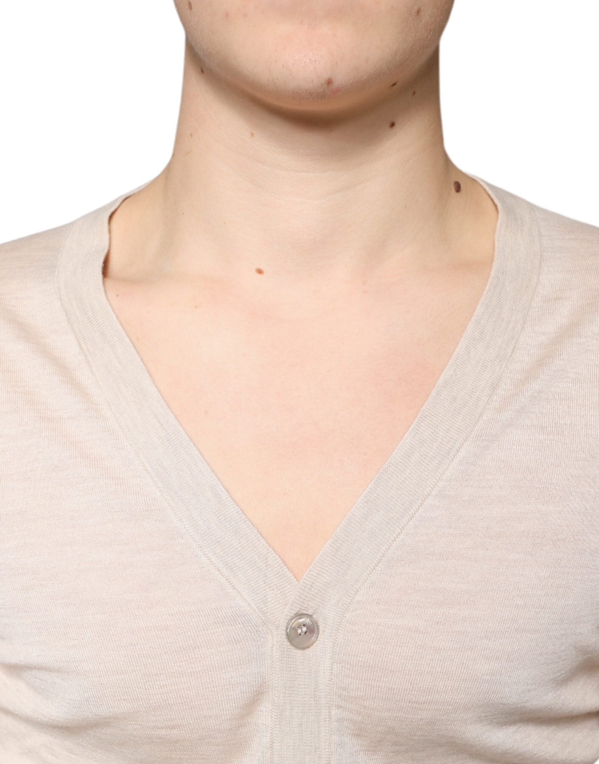 Dolce & Gabbana Beige Cashmere Button Down Cardigan Sweater -   -  Dolce & Gabbana.