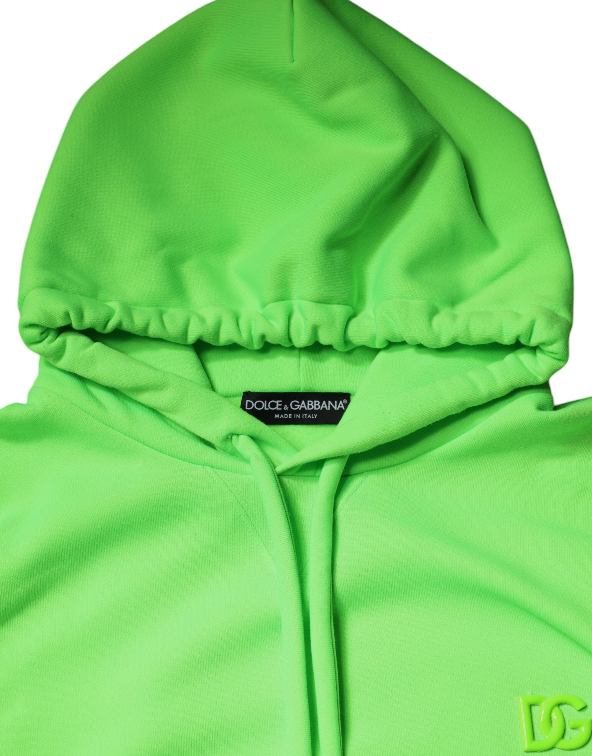 Dolce & Gabbana Green Logo Hooded Pullover Men Sweatshirt Sweater -   -  Dolce & Gabbana.