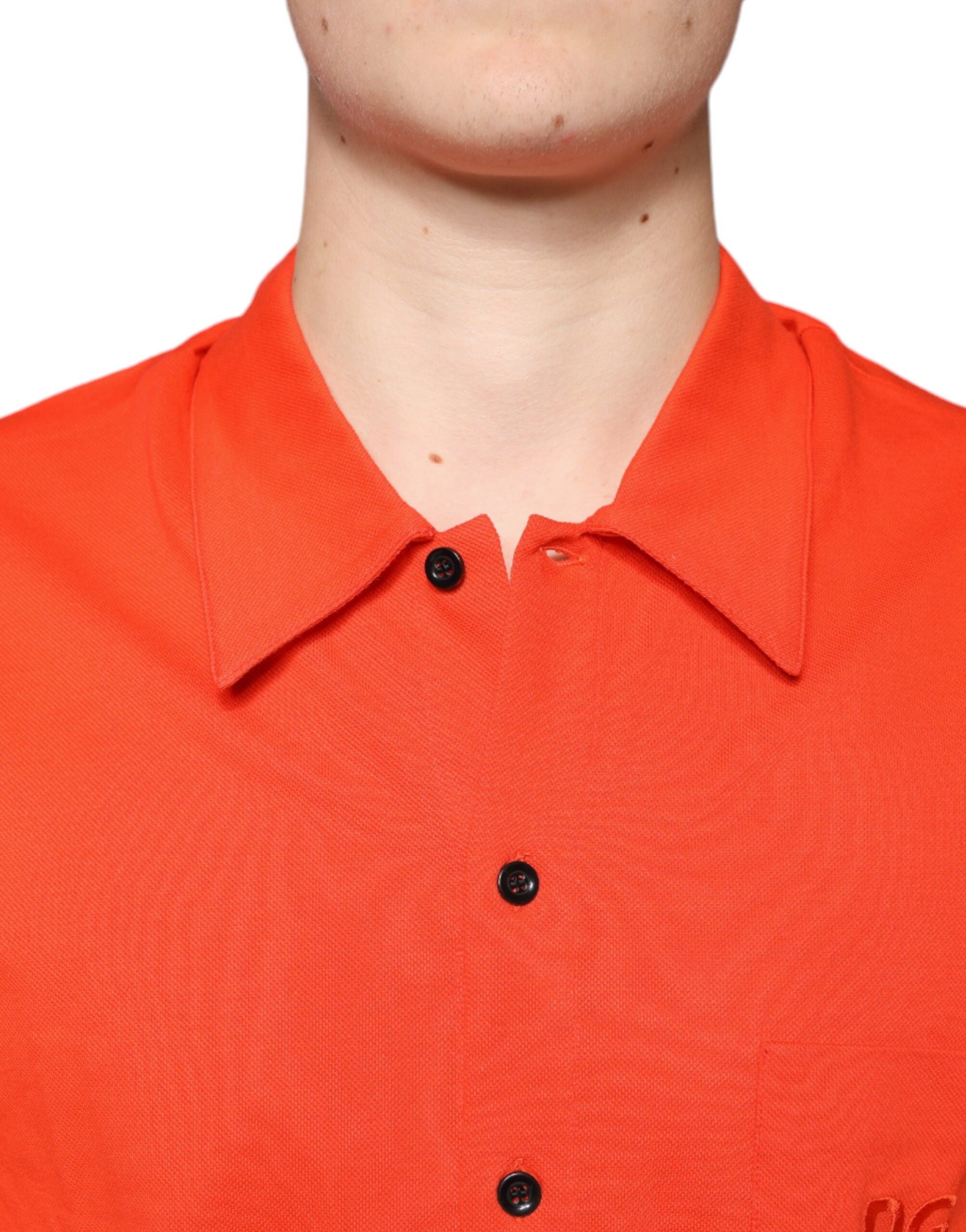 Dolce & Gabbana Orange Cotton Button Down Casual Polo Shirt -   -  Dolce & Gabbana.