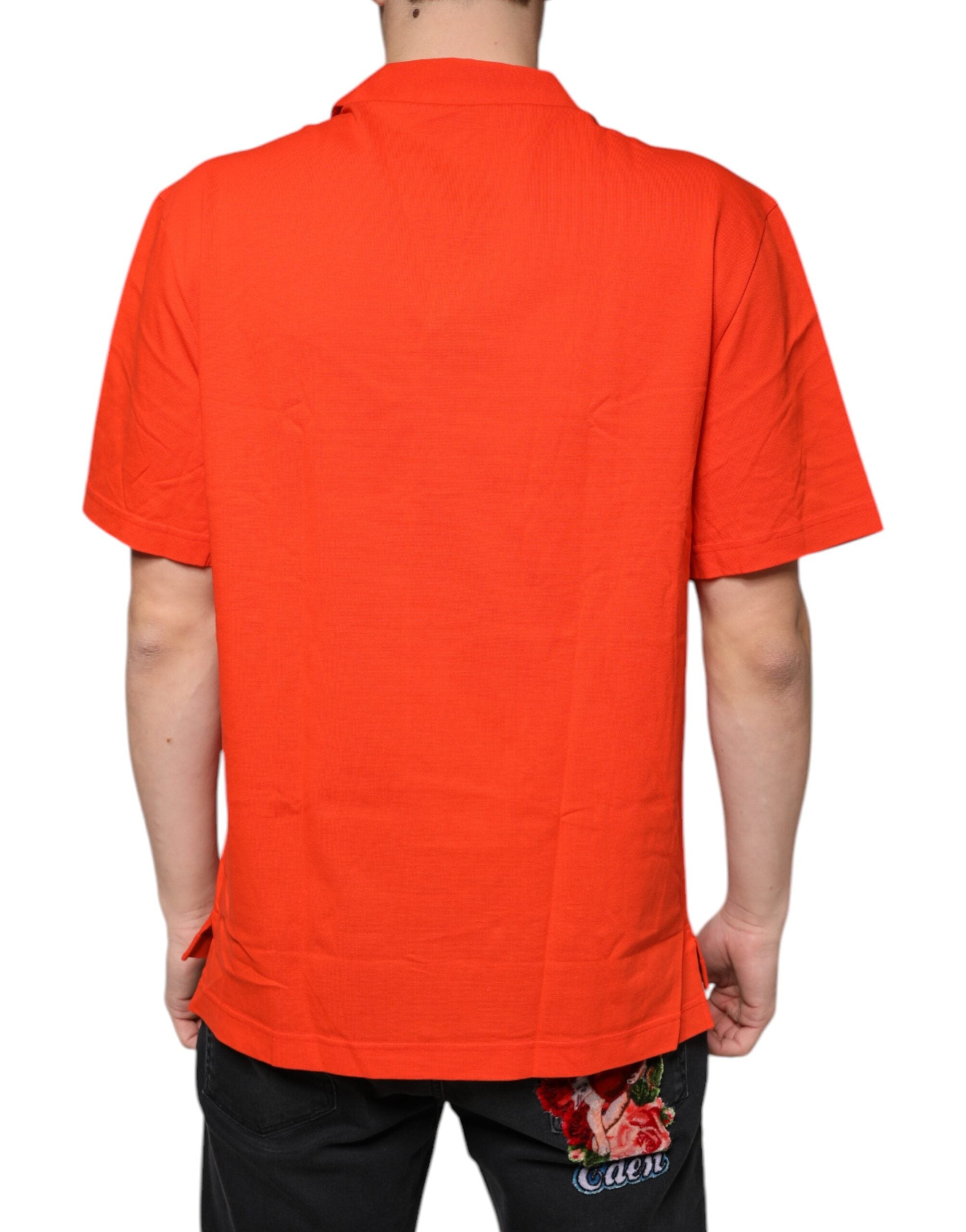 Dolce & Gabbana Orange Cotton Button Down Casual Polo Shirt -   -  Dolce & Gabbana.