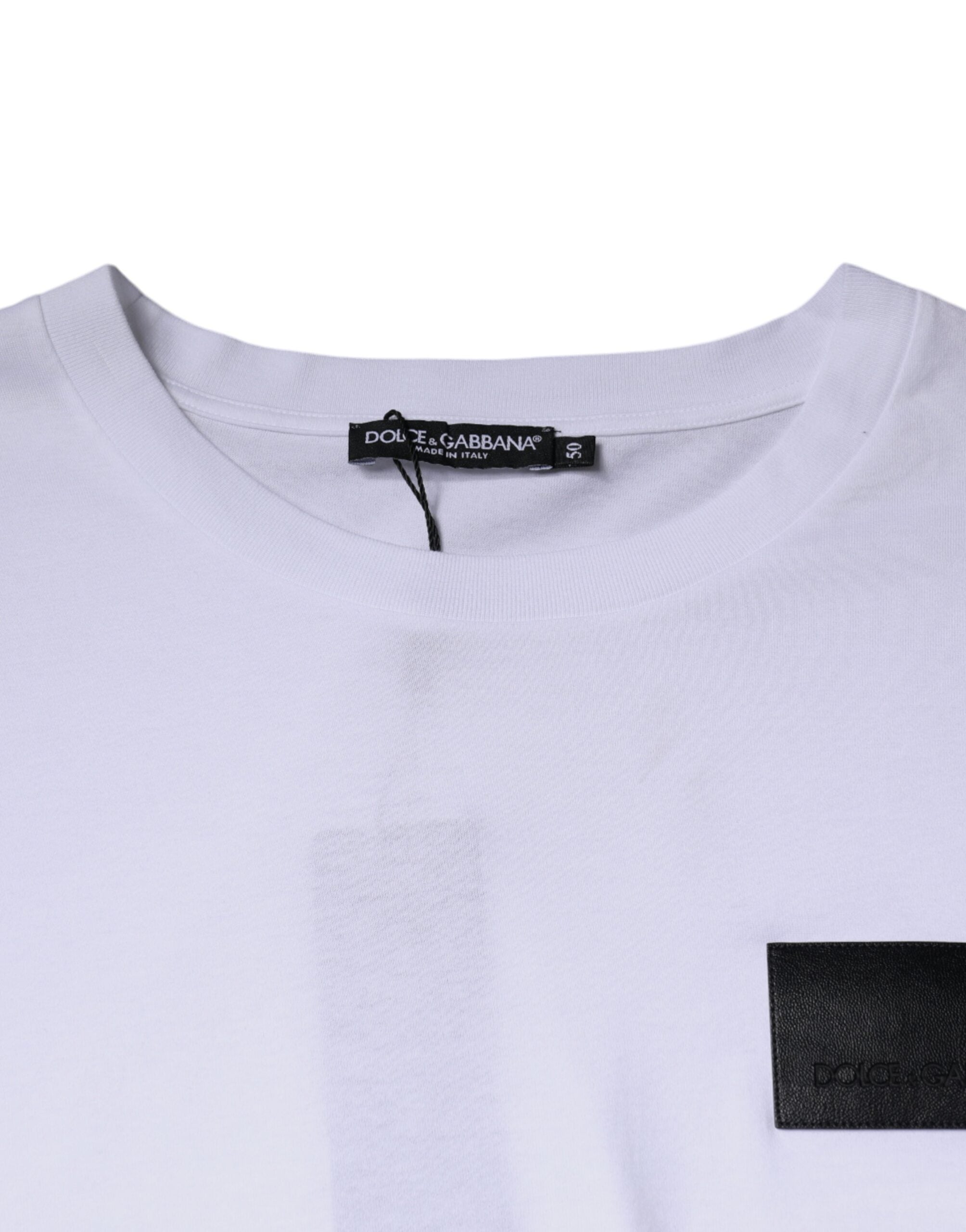Dolce & Gabbana White Logo Patch Cotton Crew Neck T-shirt -   -  Dolce & Gabbana.