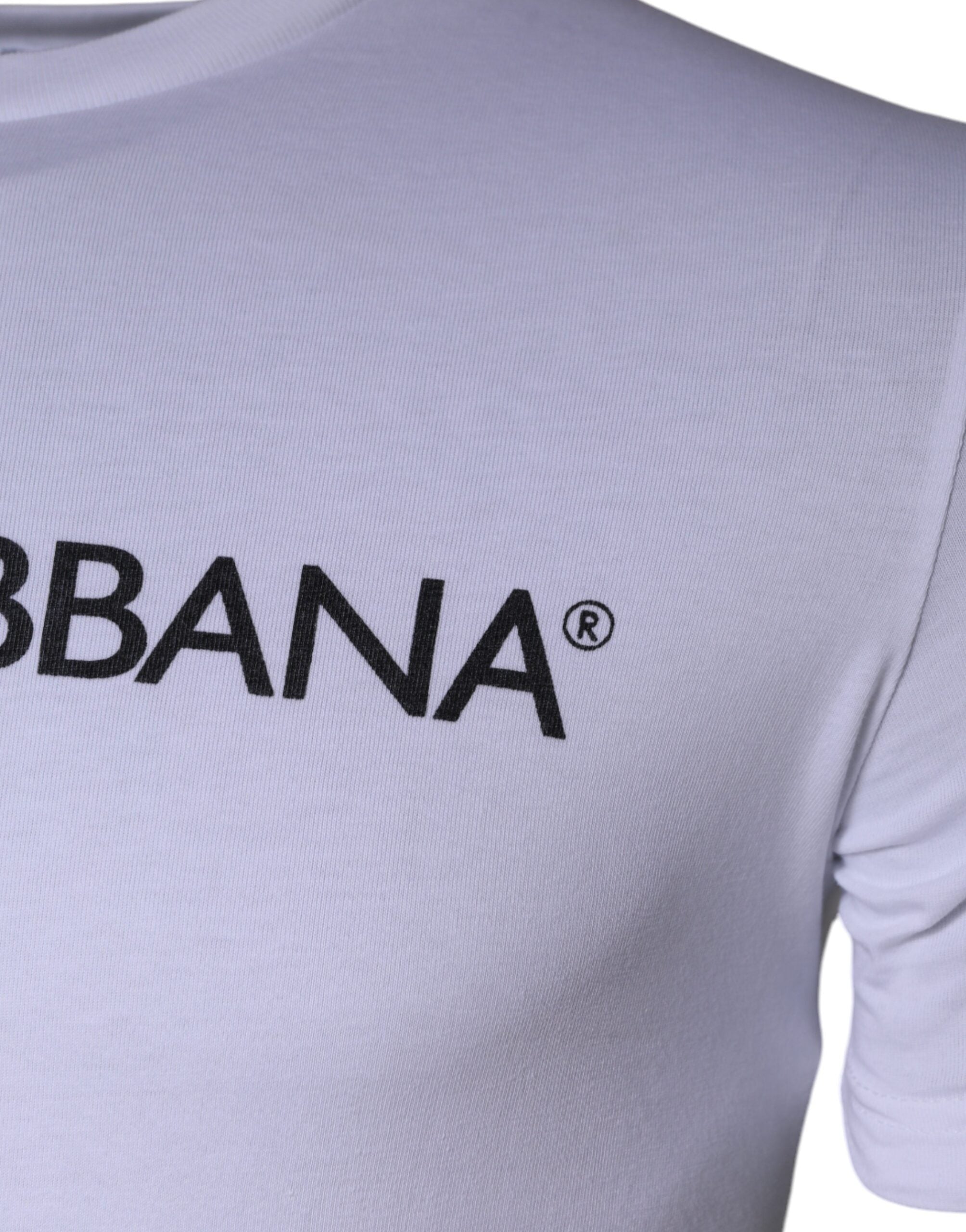 Dolce & Gabbana White Logo Print Cotton Crew Neck T-shirt -   -  Dolce & Gabbana.