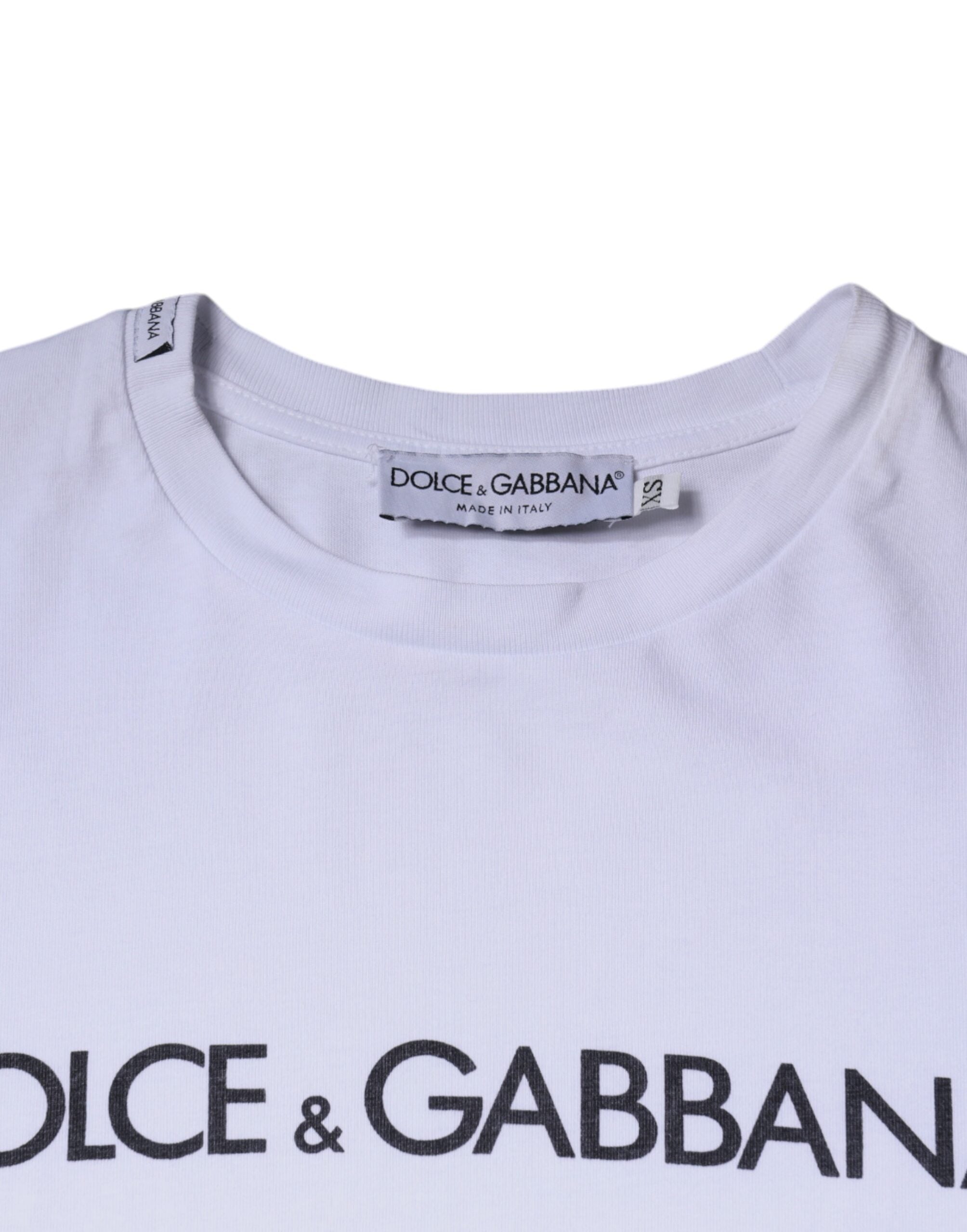 Dolce & Gabbana White Logo Print Cotton Crew Neck T-shirt -   -  Dolce & Gabbana.