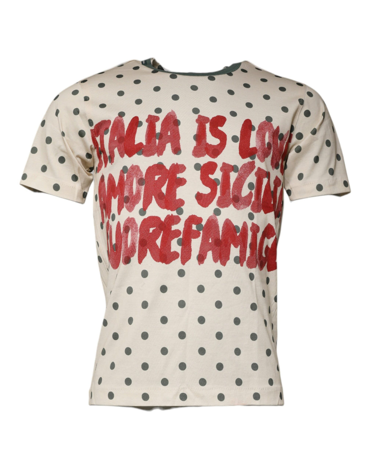 Dolce & Gabbana Beige Graphic Print Polka Dot Cotton T-shirt -   -  Dolce & Gabbana.