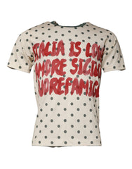 Dolce & Gabbana Beige Graphic Print Polka Dot Cotton T-shirt -   -  Dolce & Gabbana.