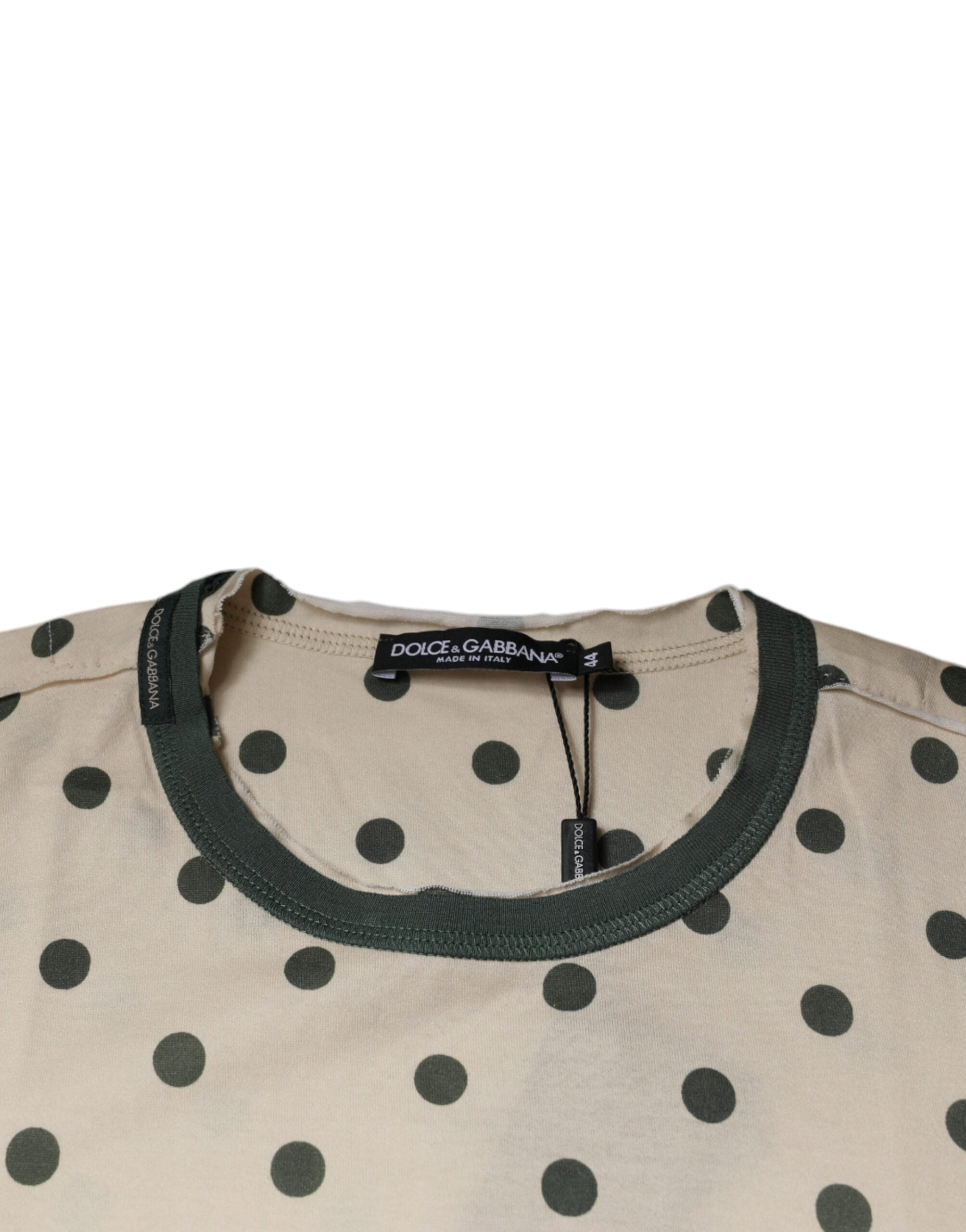 Dolce & Gabbana Beige Graphic Print Polka Dot Cotton T-shirt -   -  Dolce & Gabbana.
