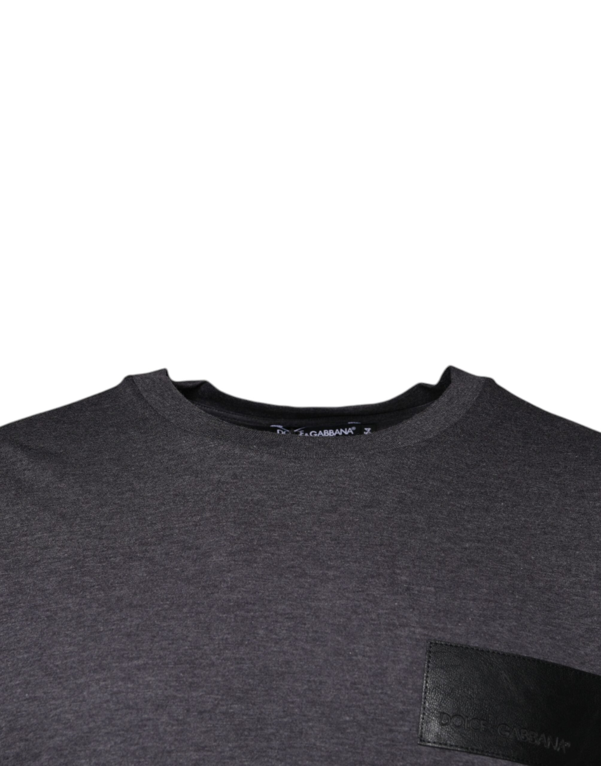 Dolce & Gabbana Gray Logo Patch Cotton Crew Neck T-shirt -   -  Dolce & Gabbana.