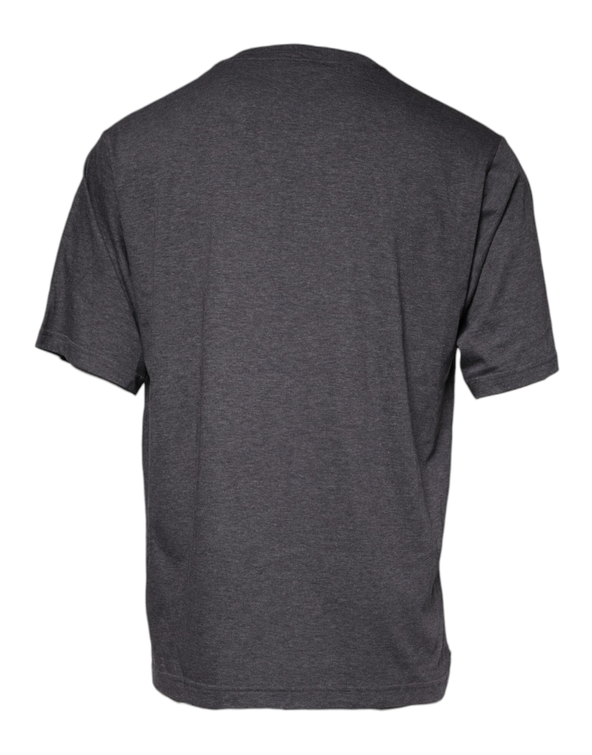 Dolce & Gabbana Gray Logo Patch Cotton Crew Neck T-shirt -   -  Dolce & Gabbana.