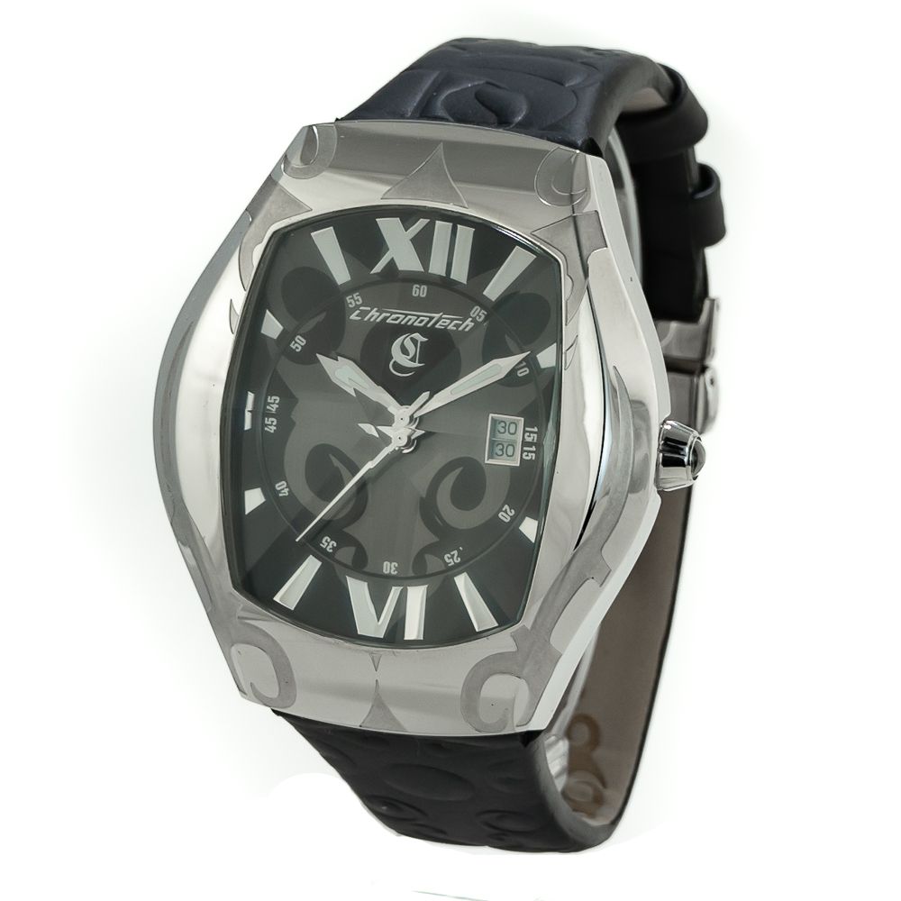 Chronotech Black Leather Watch -   -  Chronotech.