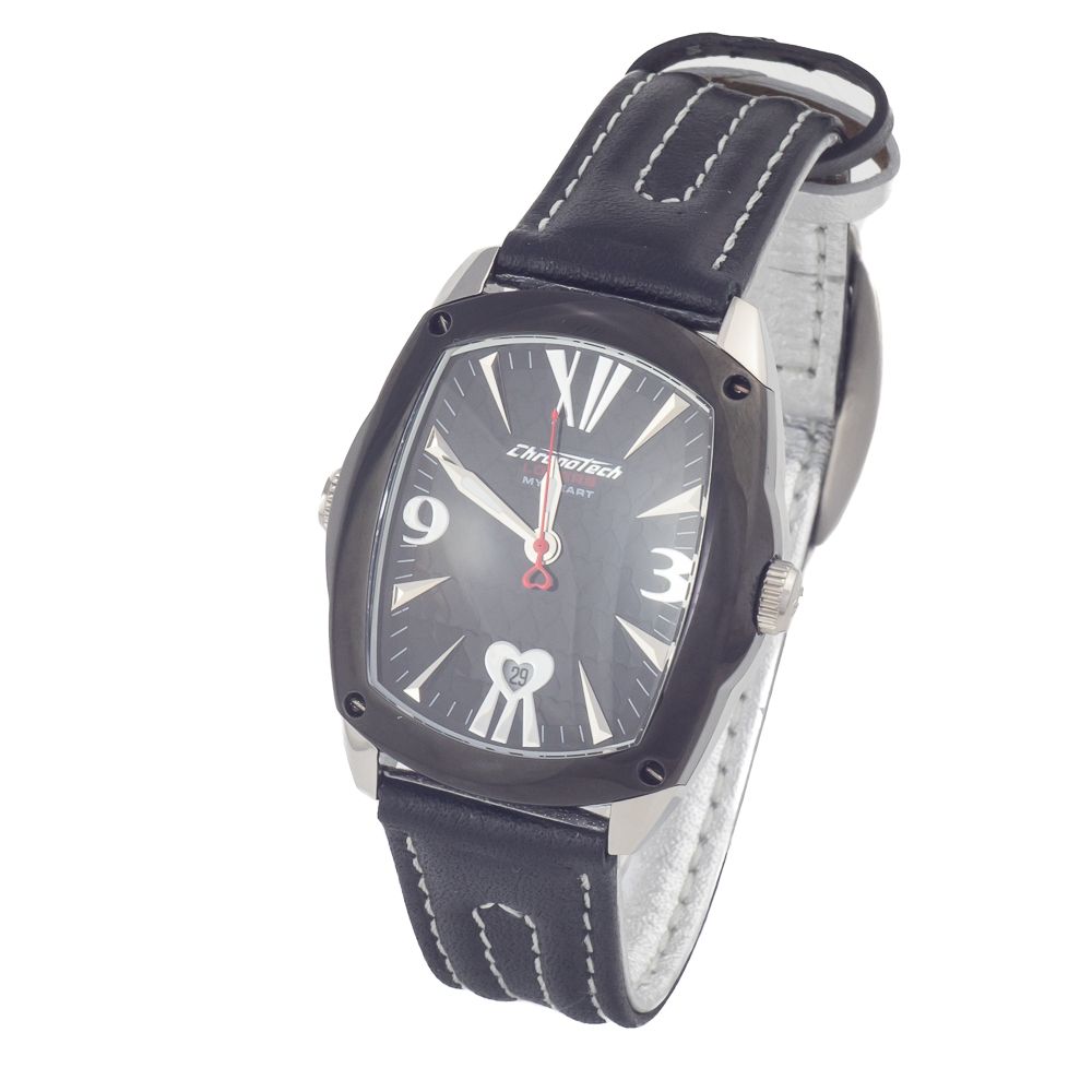 Chronotech Black Leather Watch -   -  Chronotech.