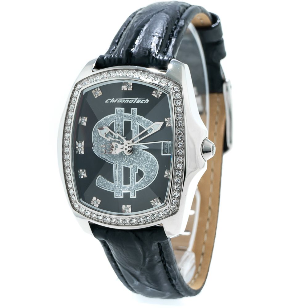 Chronotech Black Leather Watch -   -  Chronotech.
