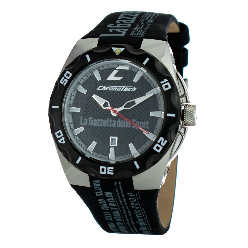 Chronotech Black Leather Watch -   -  Chronotech.