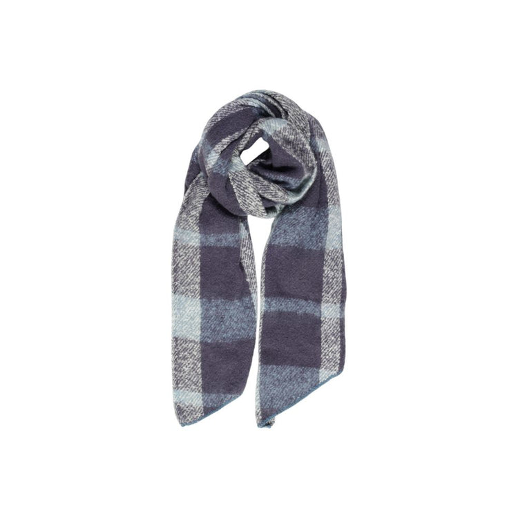 Only - Classic Check Soft Polyester Scarf - Turquoise Blue Check Only