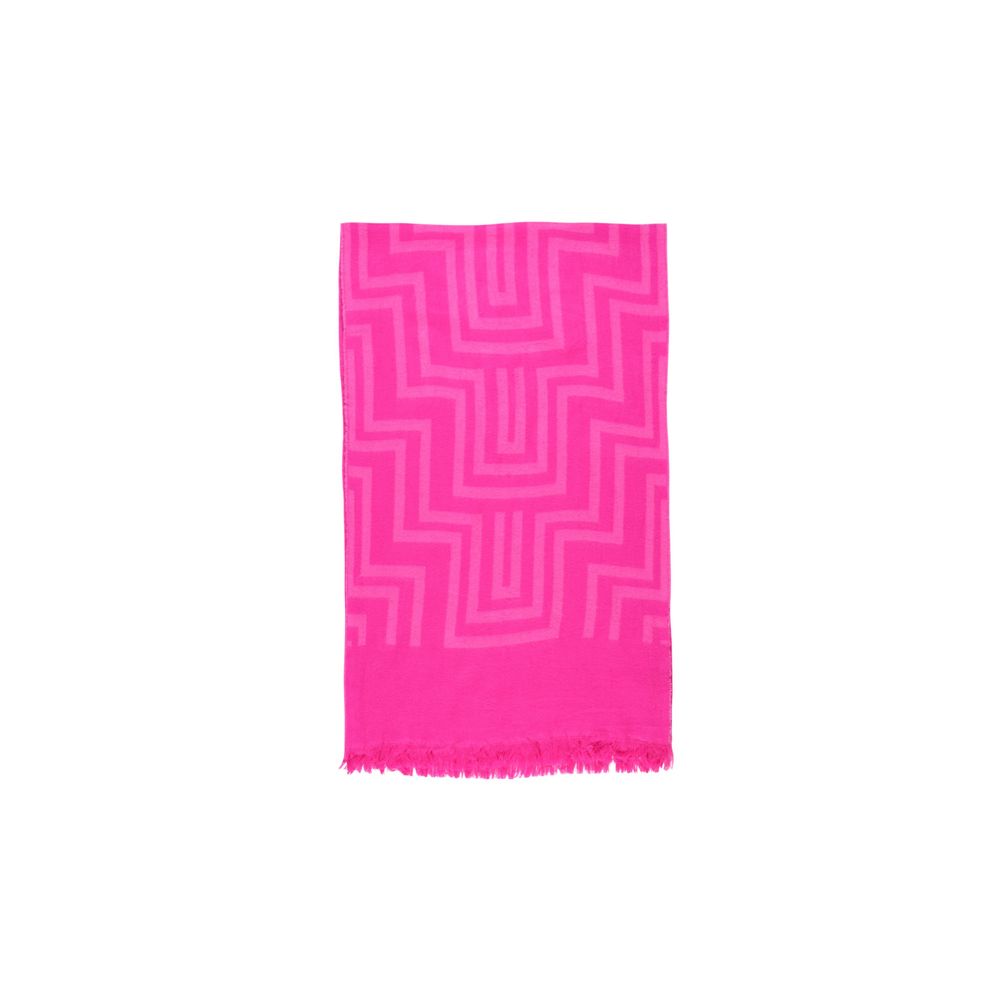 Only - Bold Geometric Fringe Scarf - Pink