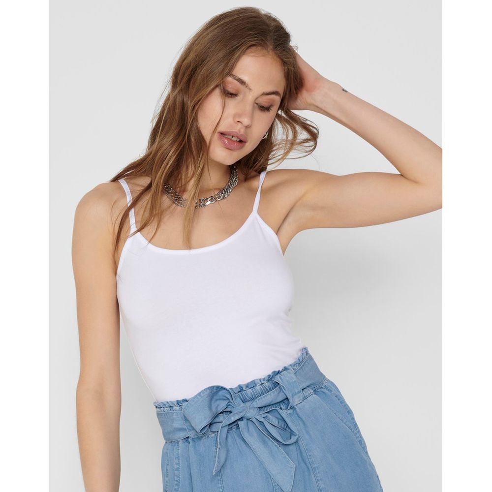 Only White Cotton Tank Top -   -  Only.