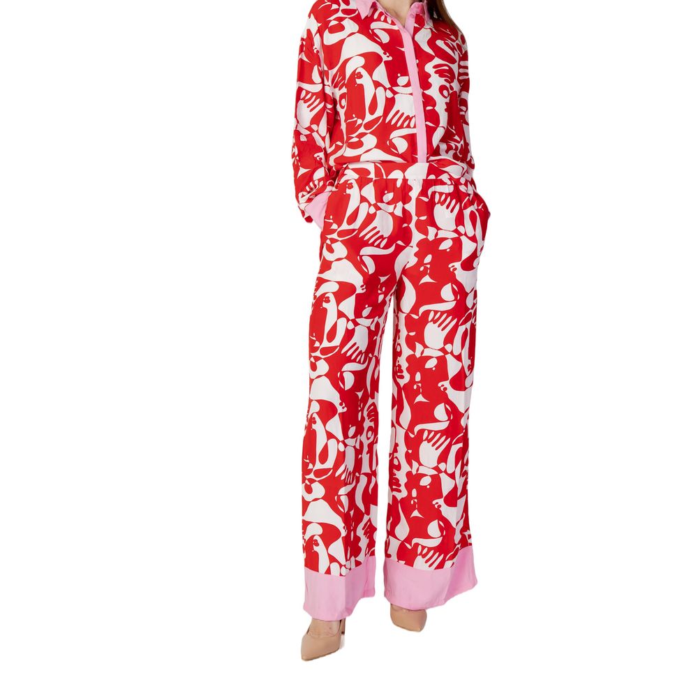 Vila Clothes Red Viscose Pant -   -  Vila Clothes.