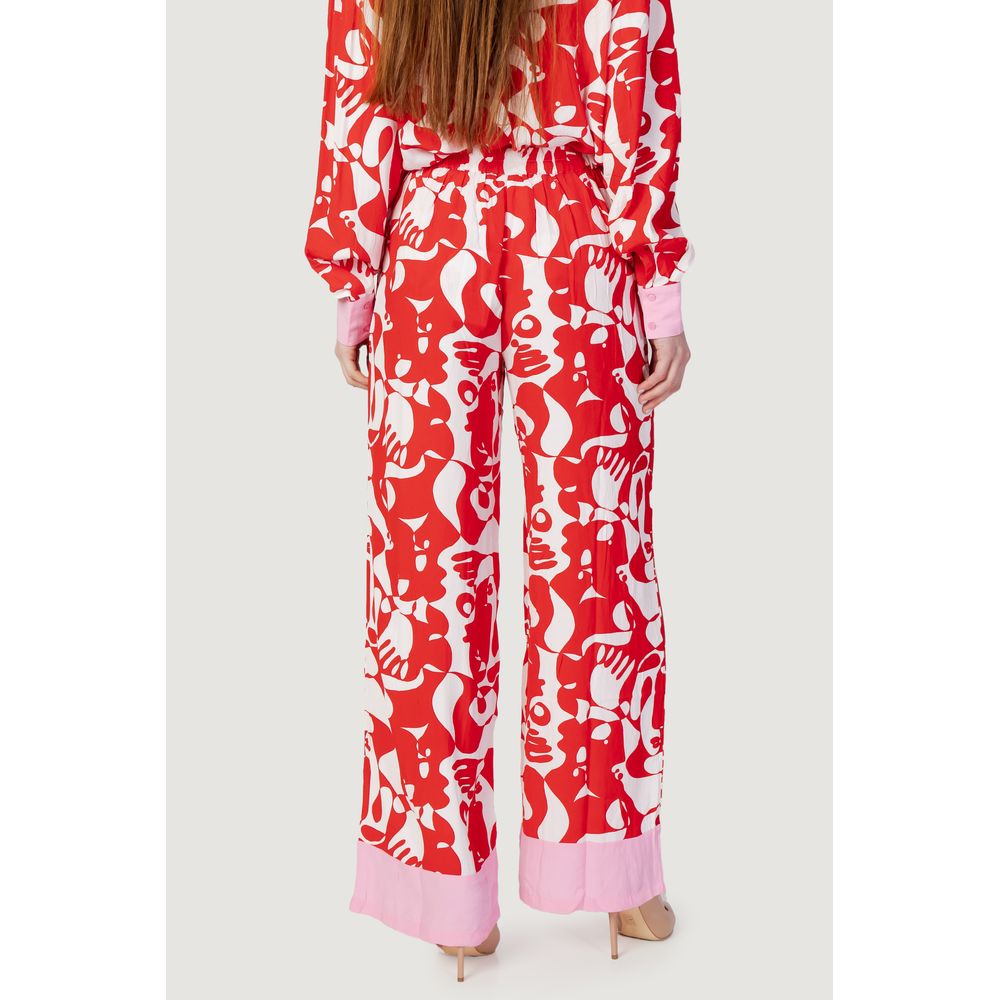 Vila Clothes Red Viscose Pant -   -  Vila Clothes.