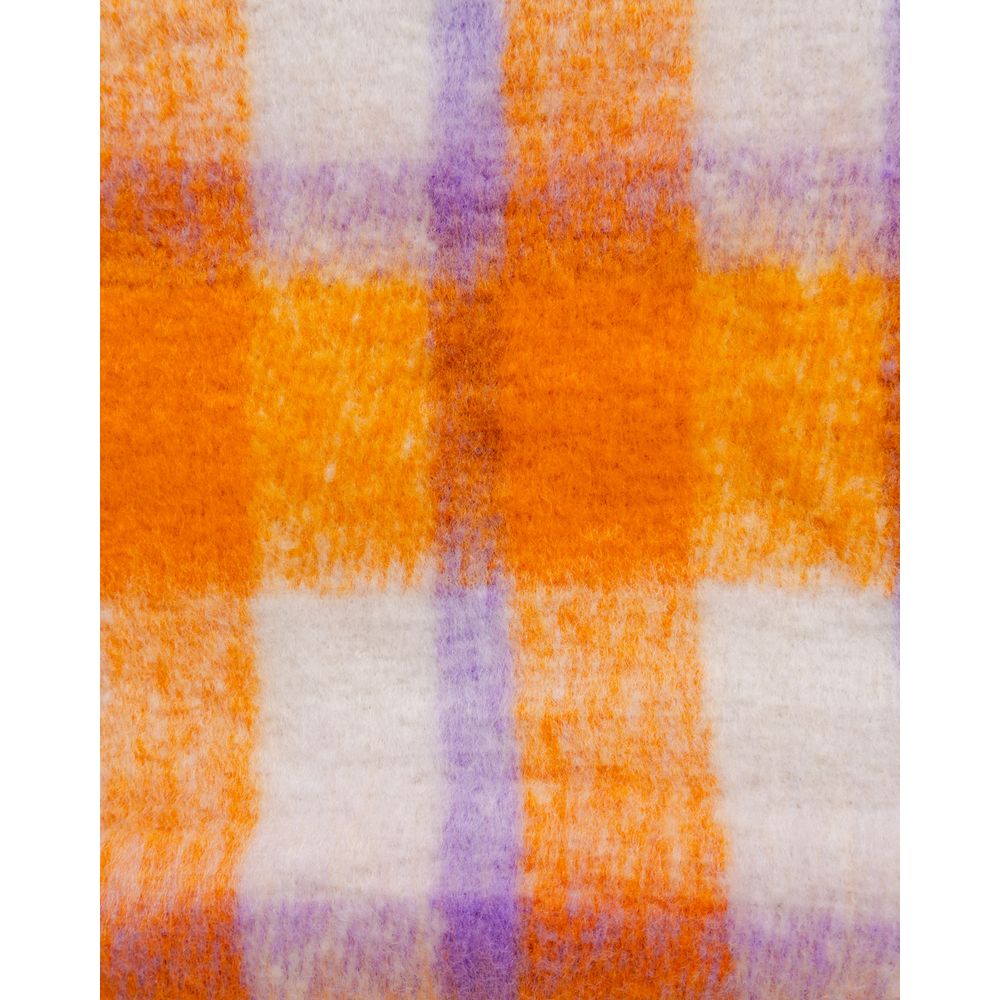 Only - Vibrant Checked Fringe Scarf - Orange