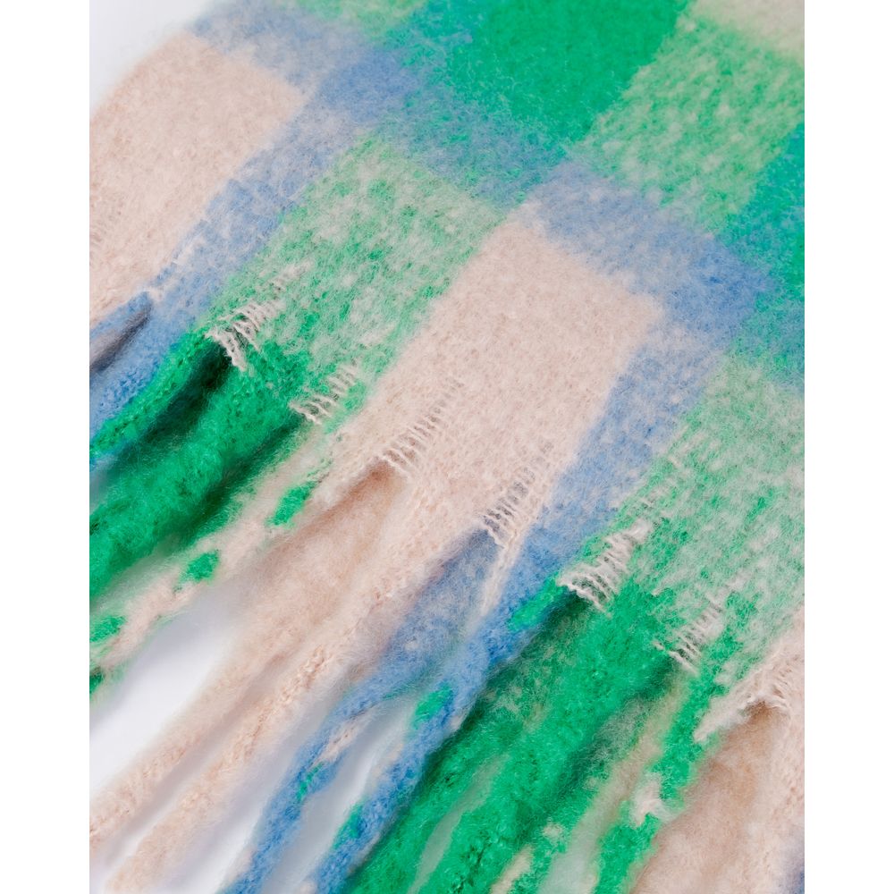 Only - Classic Check Fringe Scarf - Green Multi