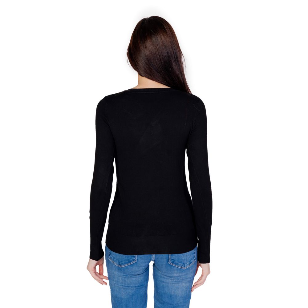 Guess - Refined Fitted Cotton V-Neck Sweater with Button Cuffs - Black