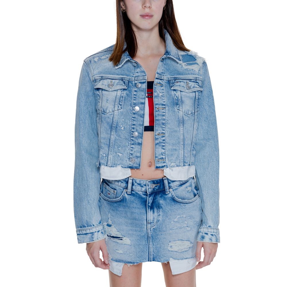 Tommy Hilfiger Jeans Light Blue Recycled Cotton Jackets & Coat -   -  Tommy Hilfiger Jeans.