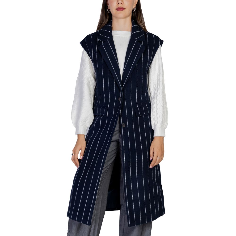 ICHI Blue Polyester Sleveless Jacket -   -  ICHI.